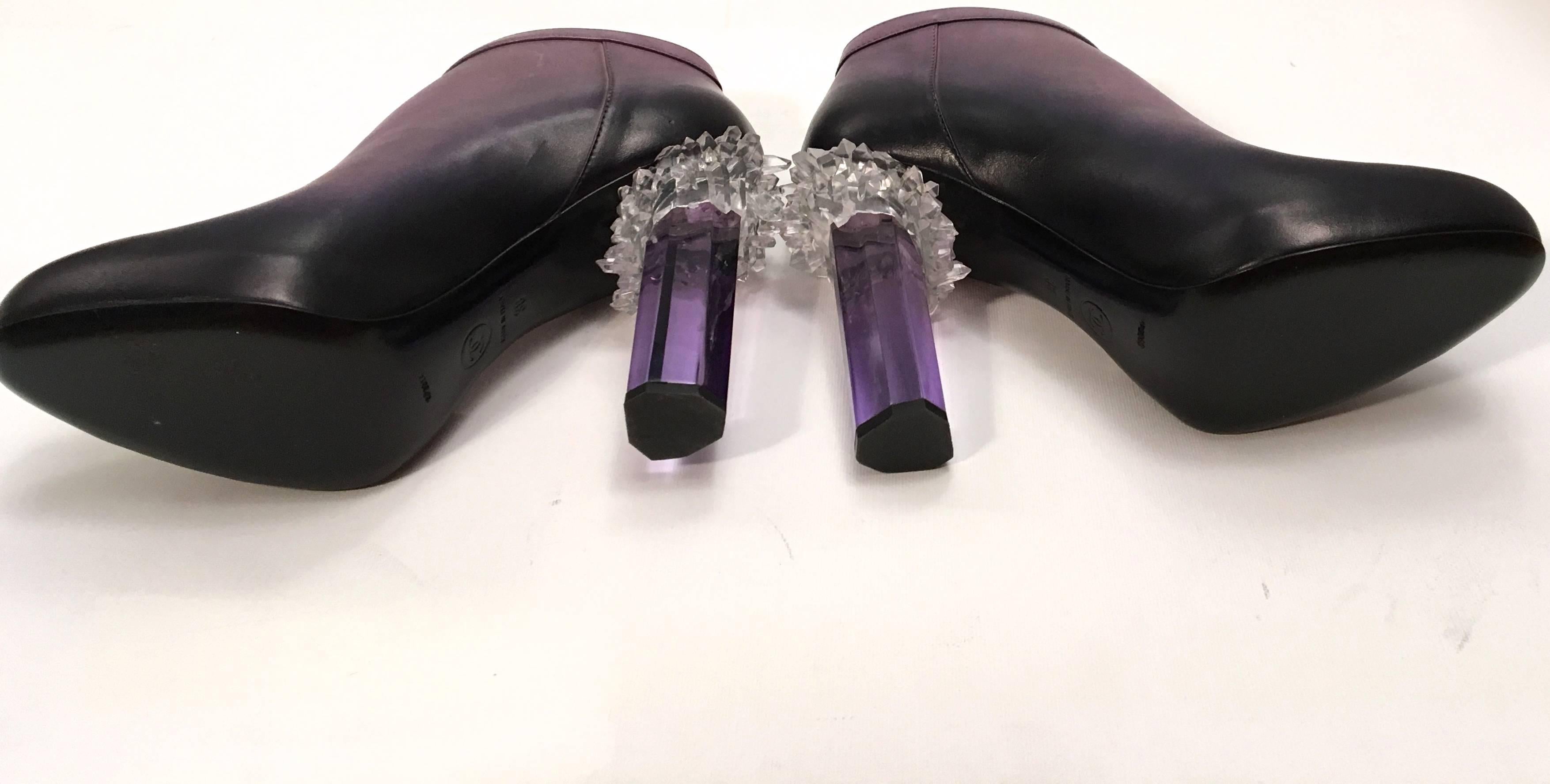 Rare Chanel Runway Boots - Purple and Black - Lucite Heels - Size 38 4