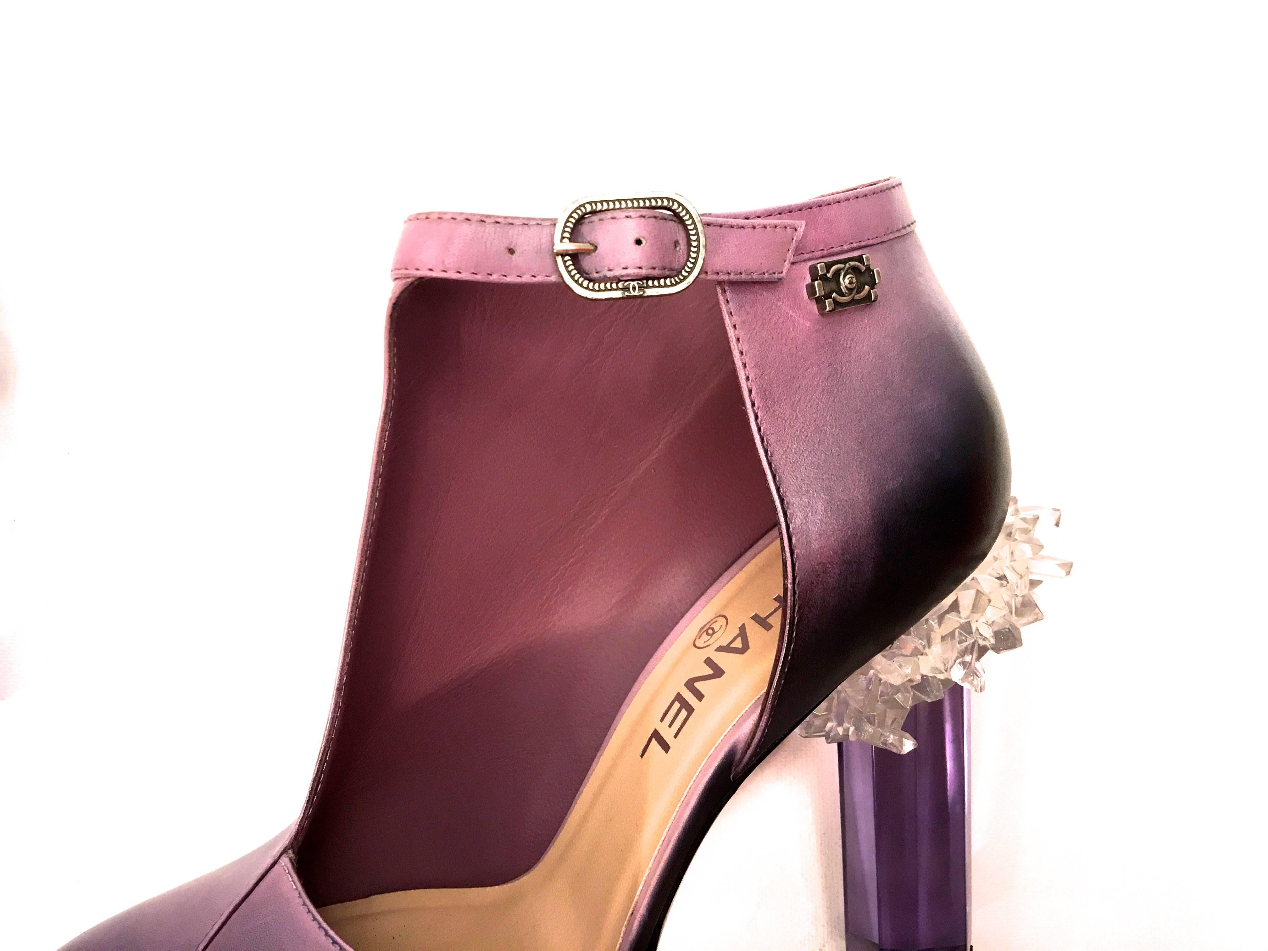 Rare Chanel Runway Boots - Purple and Black - Lucite Heels - Size 38 5