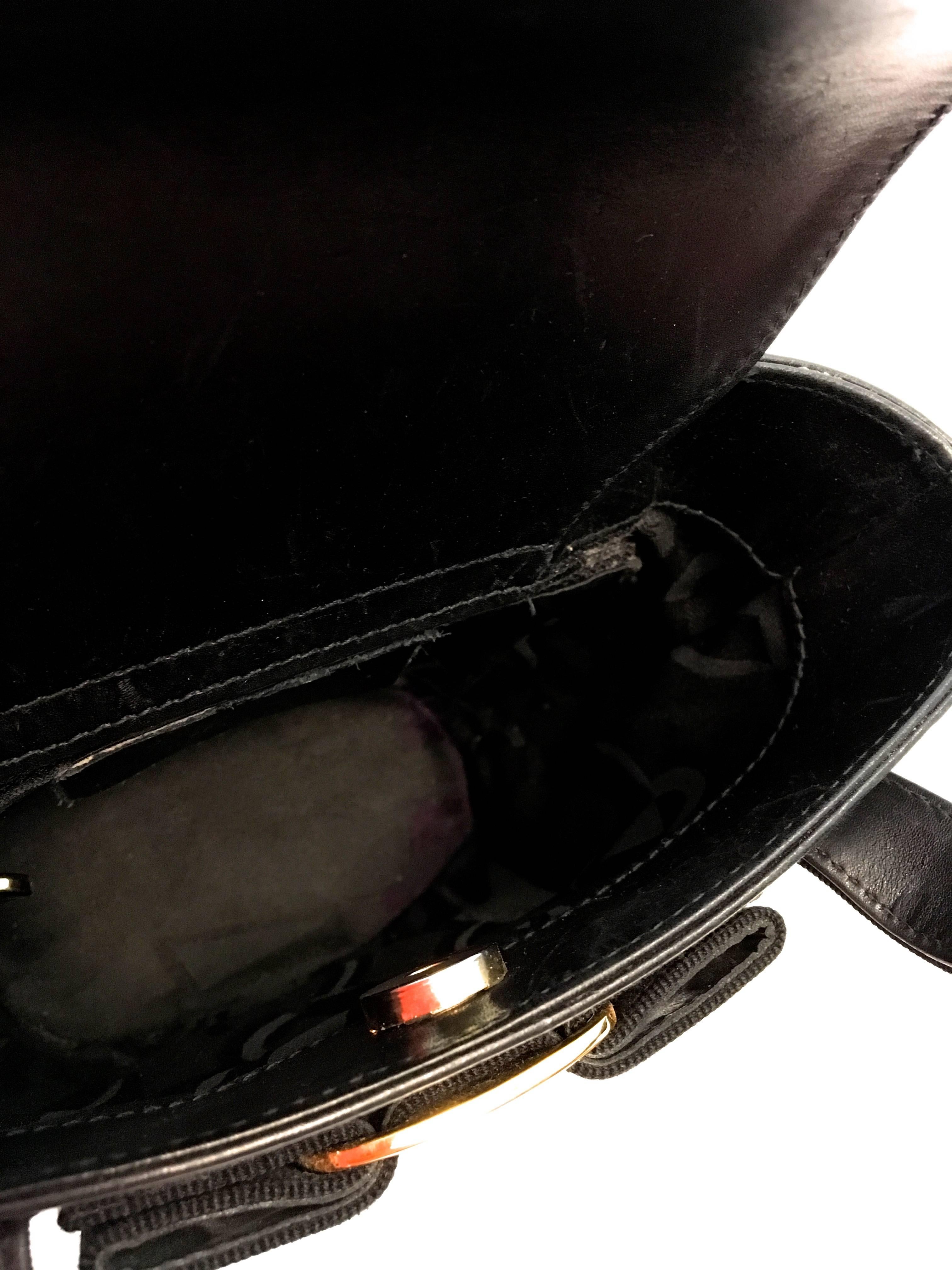 Women's Ferragamo Black Purse with Gold Tone Hardware For Sale