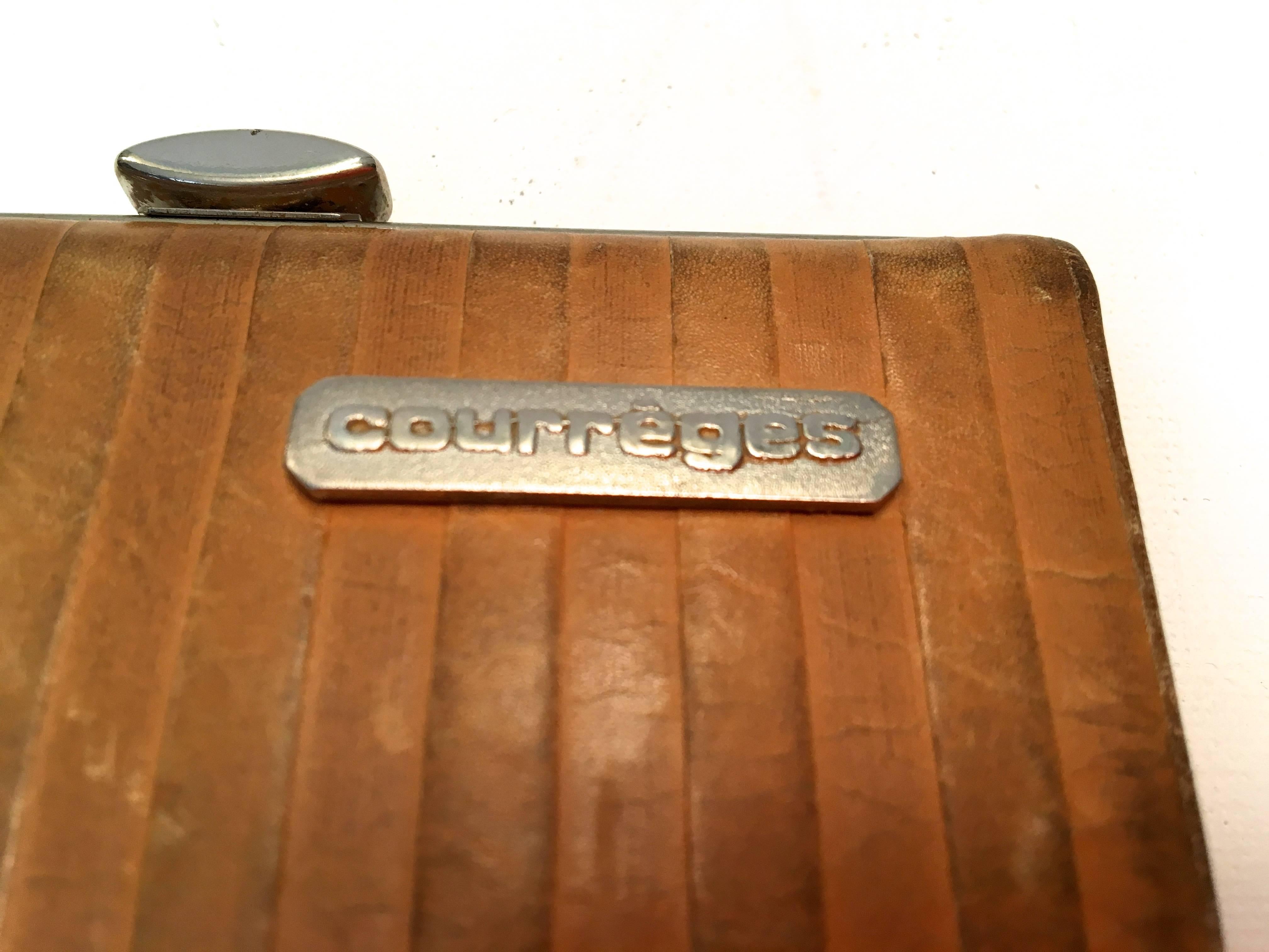 Women's or Men's Rare Vintage Courreges Leather Wallet - 1970's For Sale