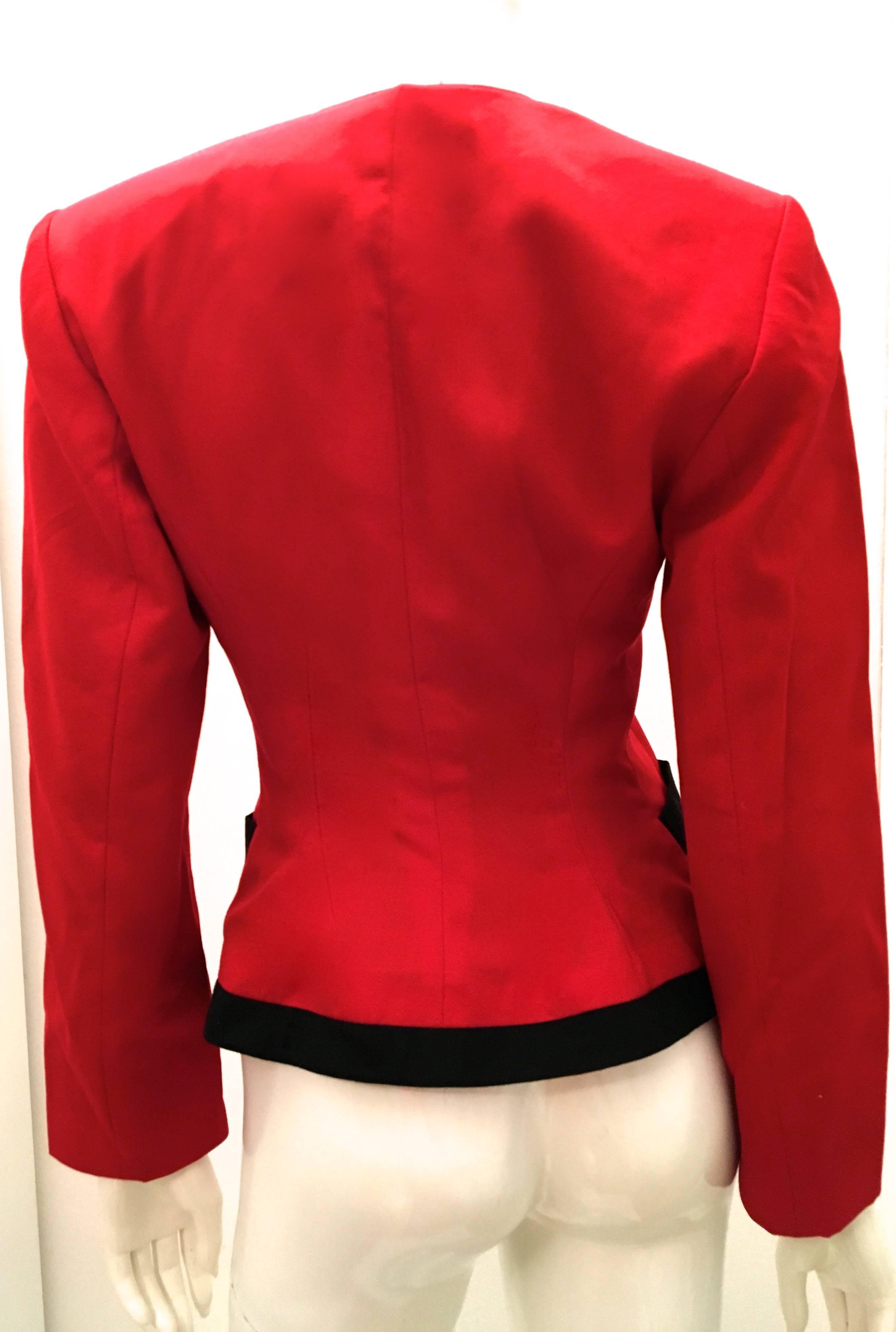 Women's Lolita Lempicka Red Zip-Up Jacket with Black Trim For Sale