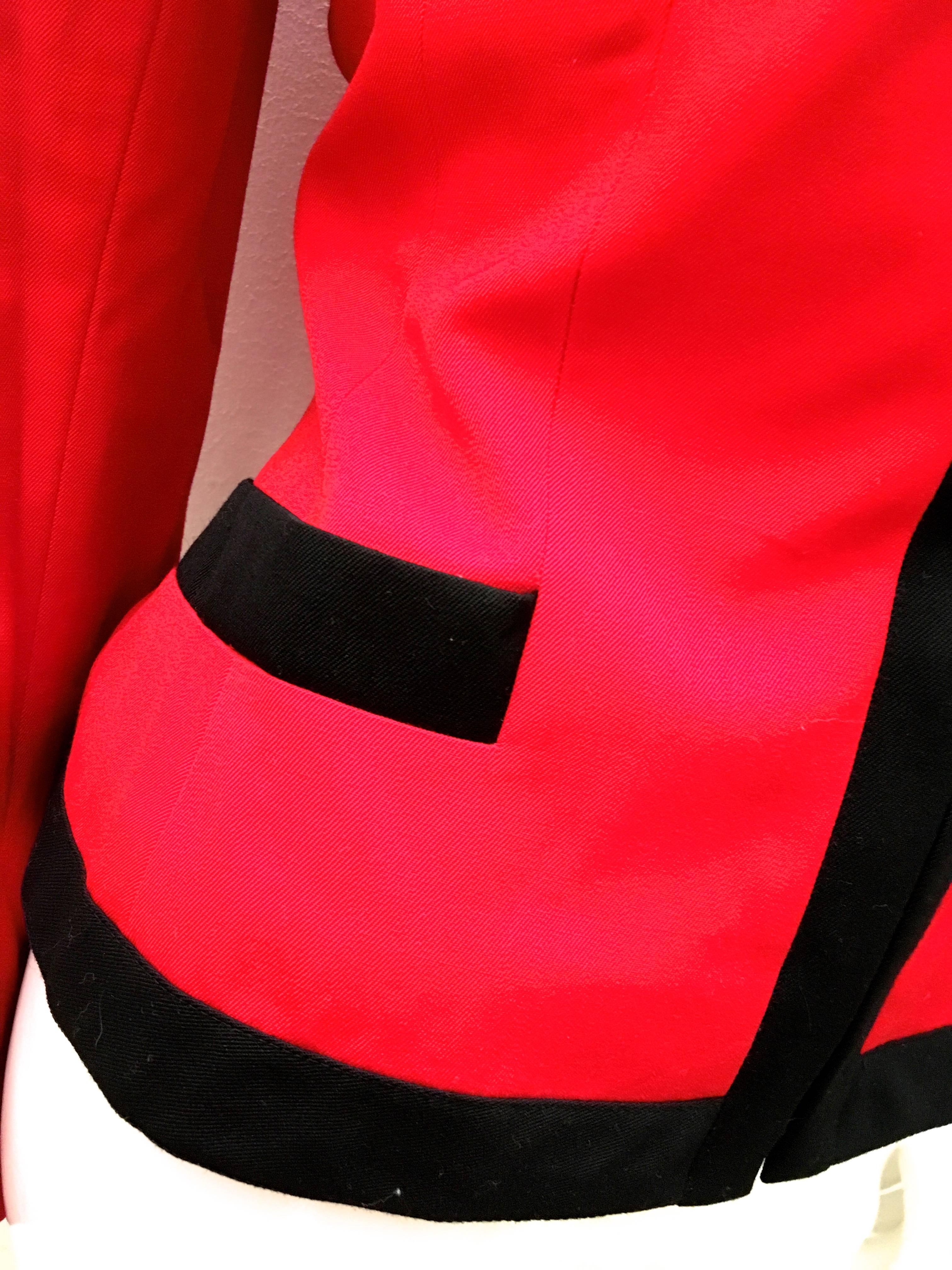 Lolita Lempicka Red Zip-Up Jacket with Black Trim For Sale 2