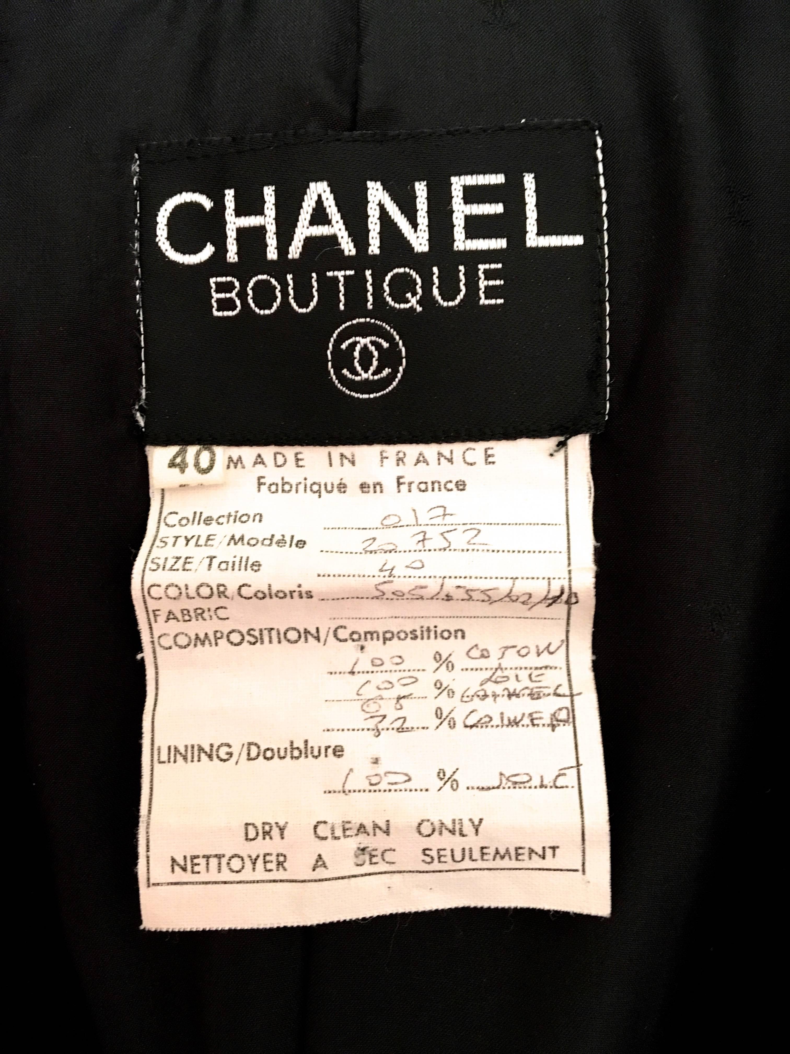 Chanel Boutique Jacket and Skirt Suit - Orange Satin and Black Boucle 4