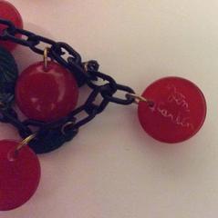 Bakelite Cherry Necklace with Matching Earrings