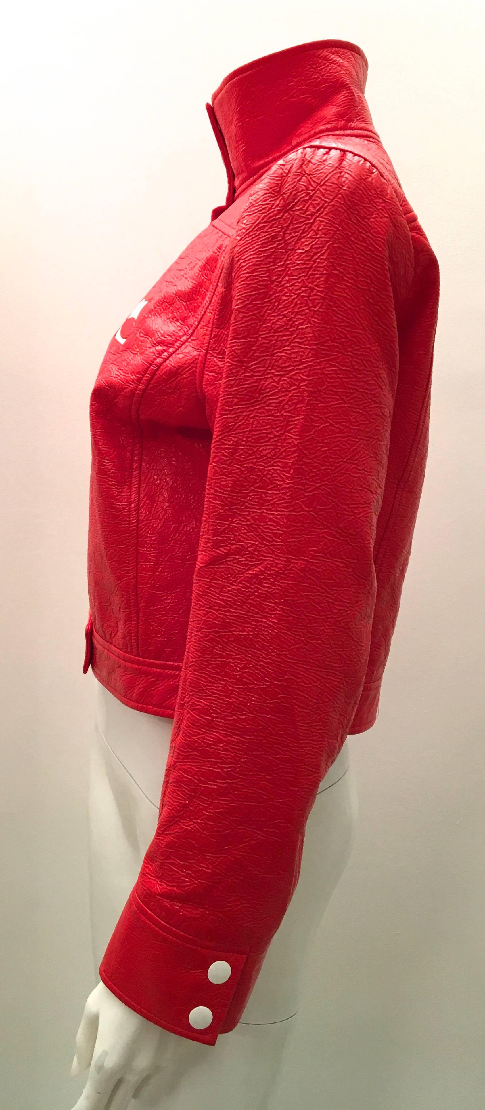 New Courreges Jacket - Orange / Red Patent Leather  For Sale 1
