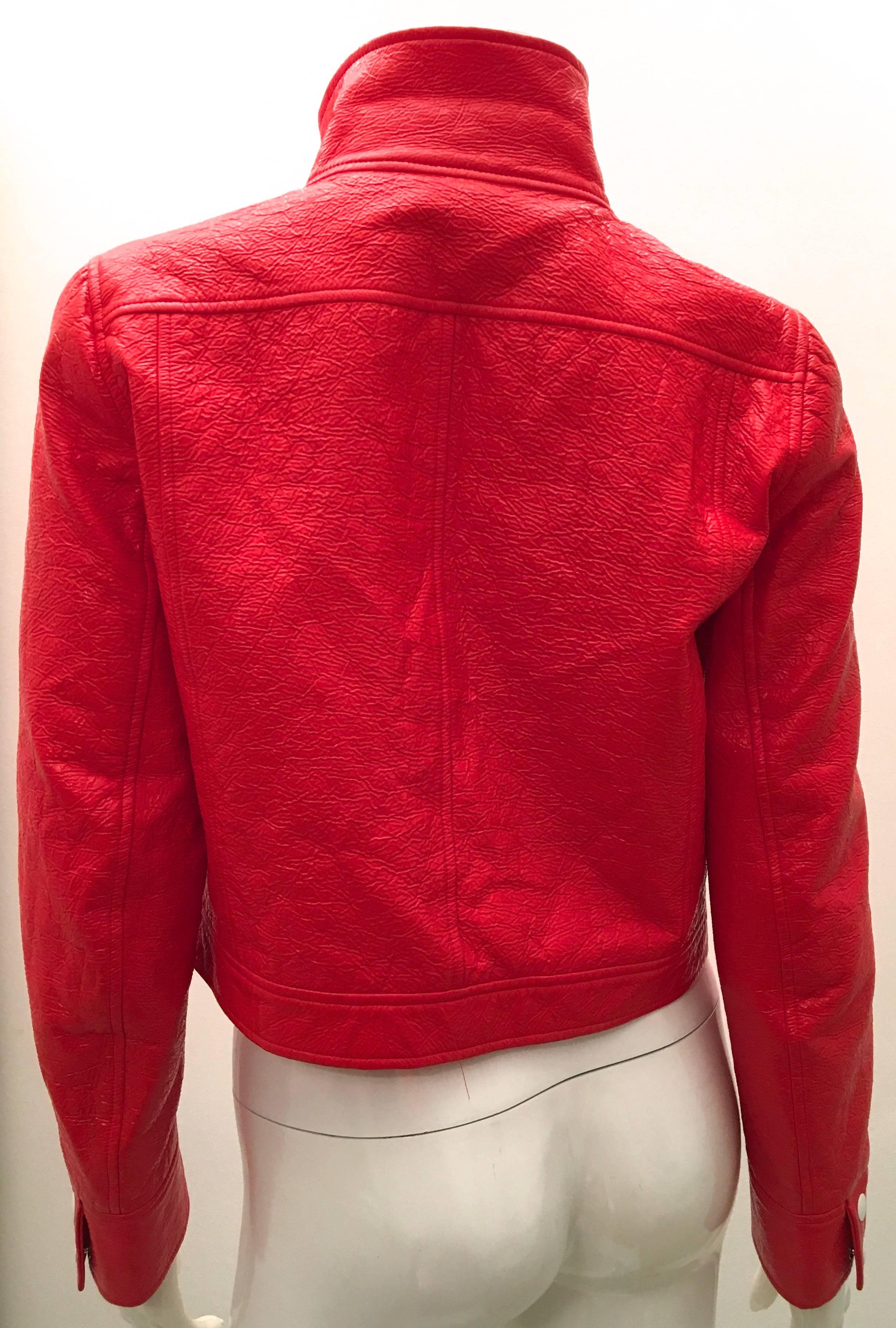 Women's New Courreges Jacket - Orange / Red Patent Leather  For Sale