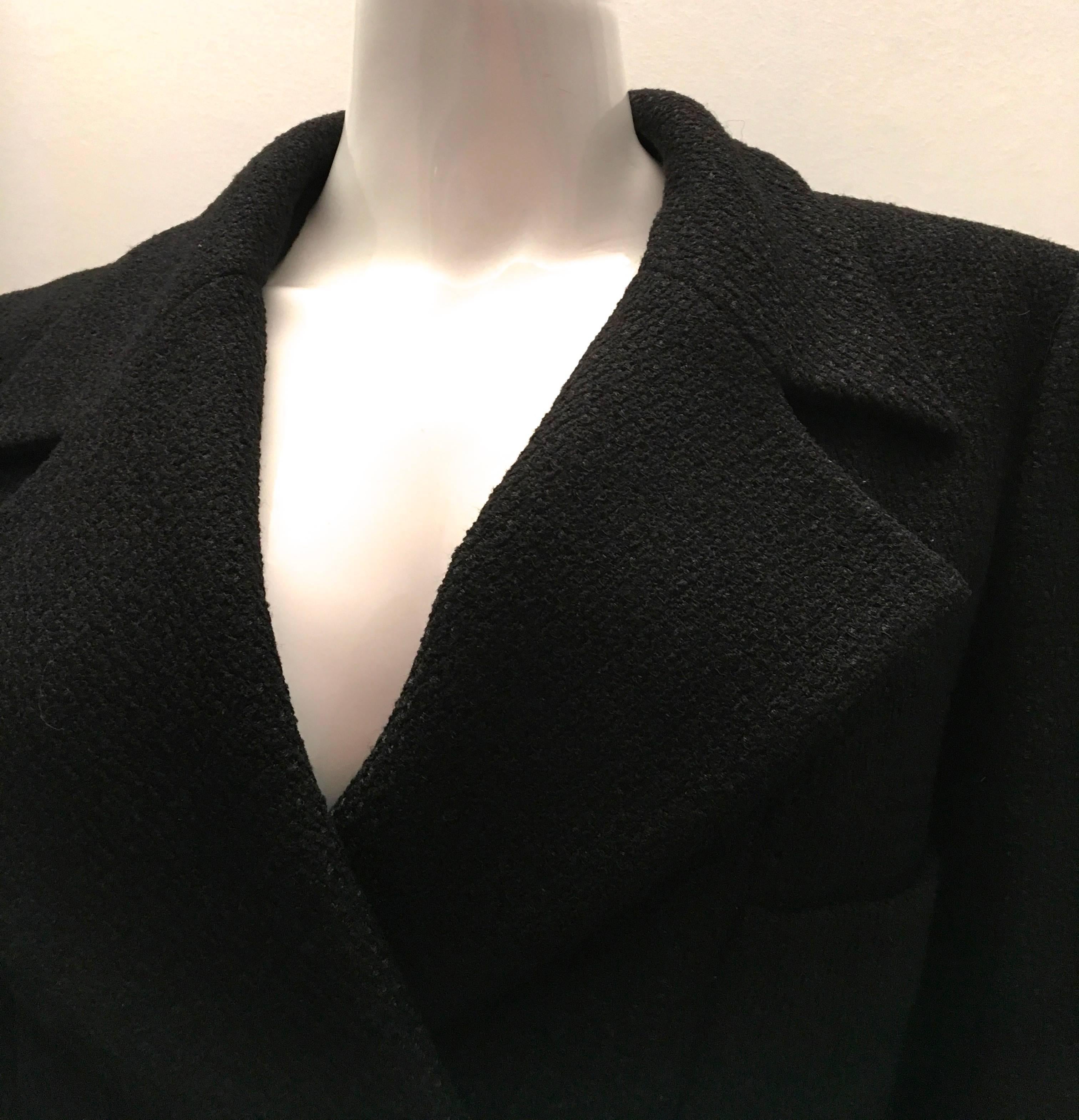 Women's Magnificent Chanel Long Black Coat - Size 38