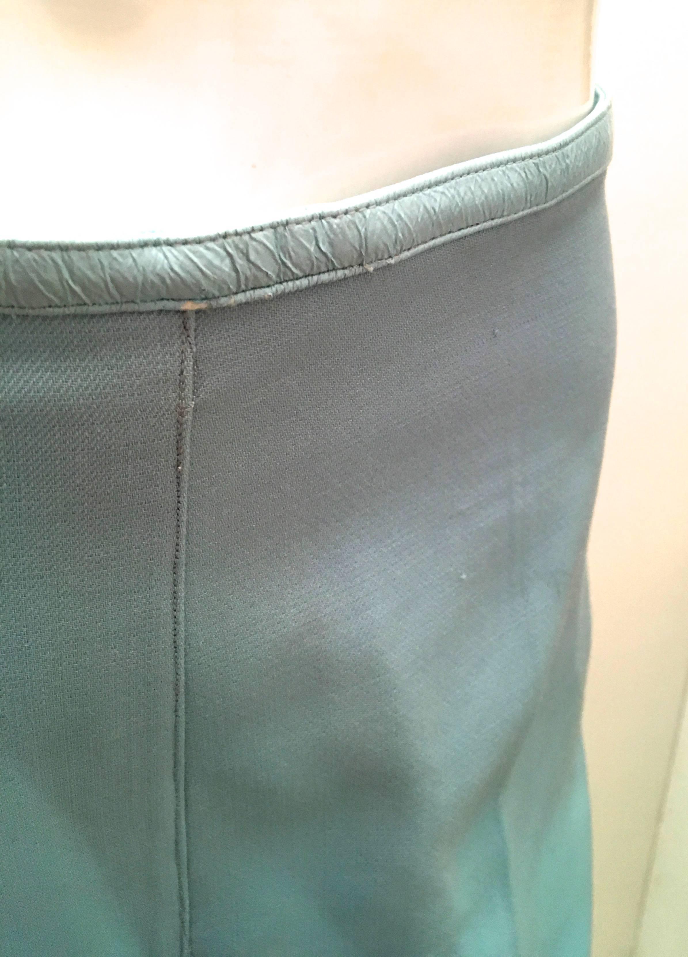 Gray Courreges White Blue Wool with Patent Leather Trim Pants  For Sale