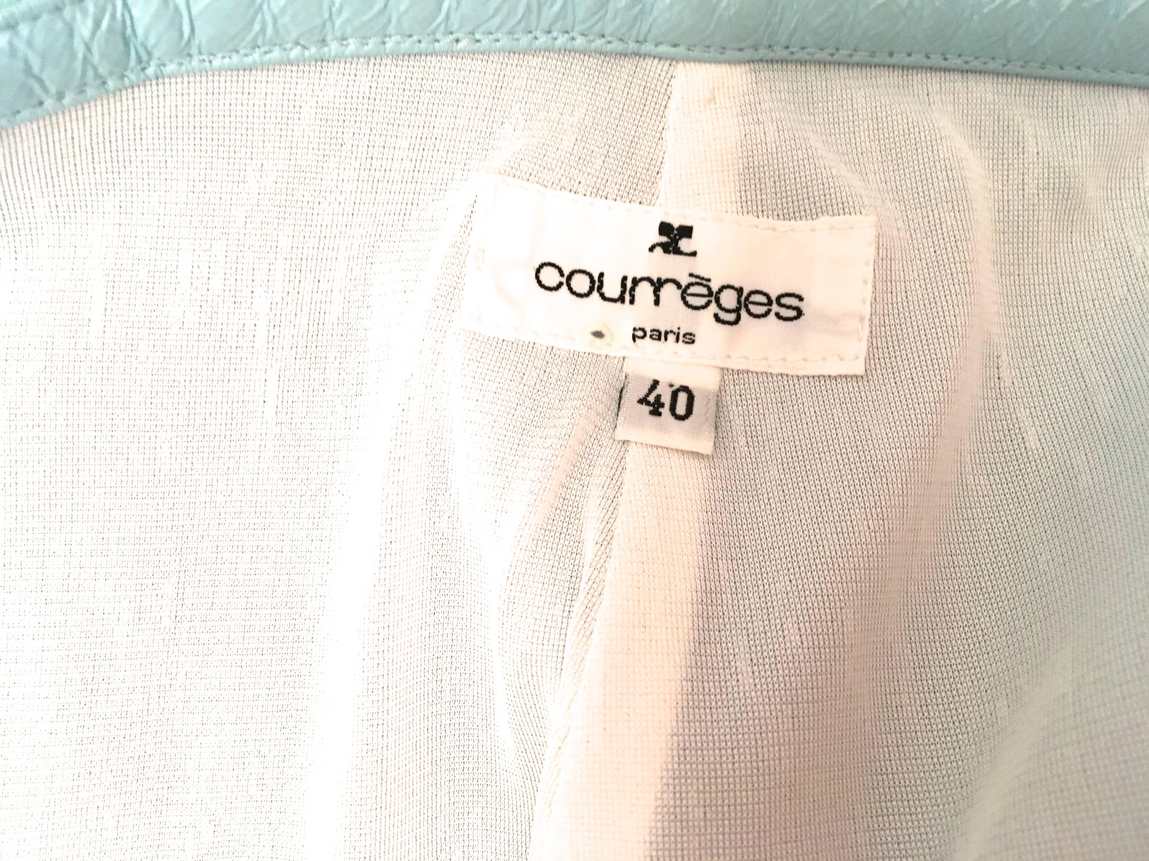 Women's Courreges White Blue Wool with Patent Leather Trim Pants  For Sale