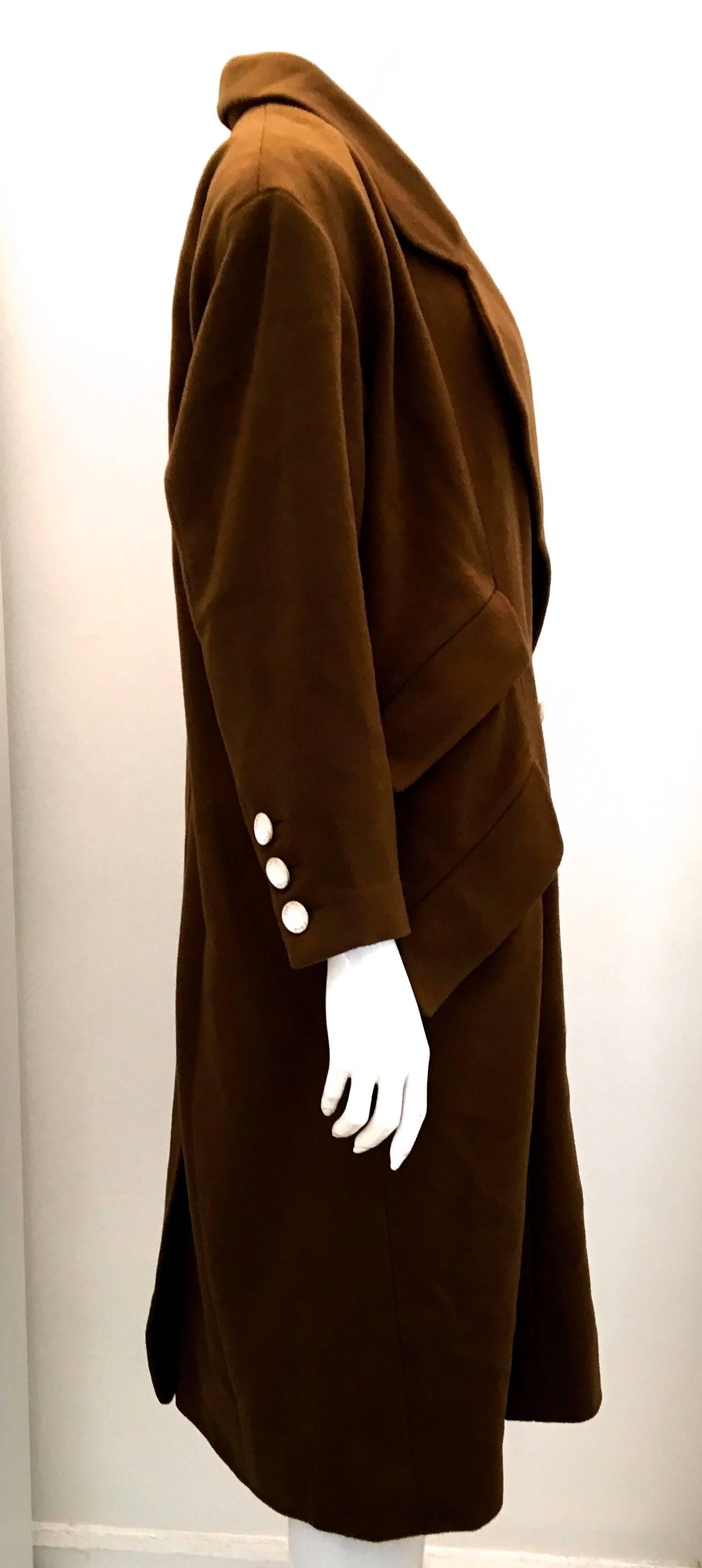 Women's Chanel Tobacco Brown Cashmere Coat with Enamel Buttons 