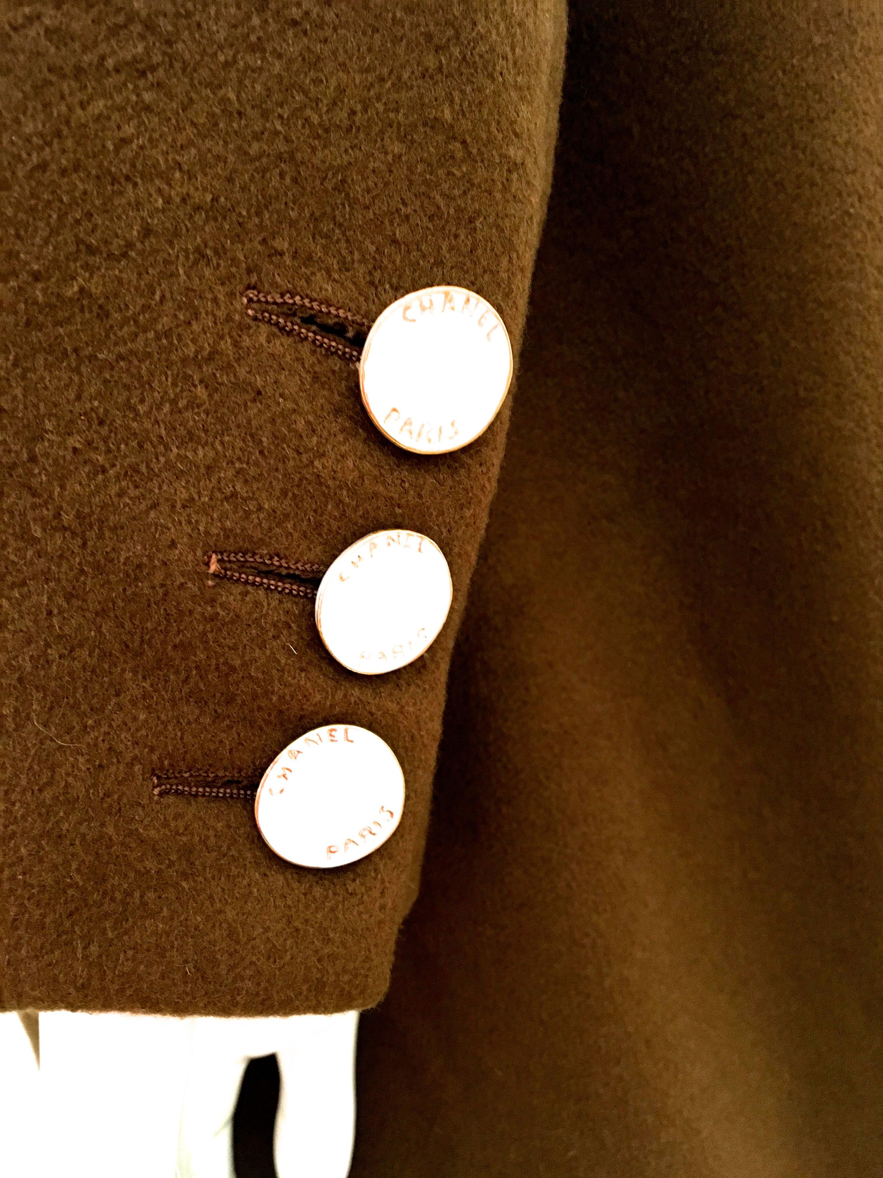 Chanel Tobacco Brown Cashmere Coat with Enamel Buttons  2