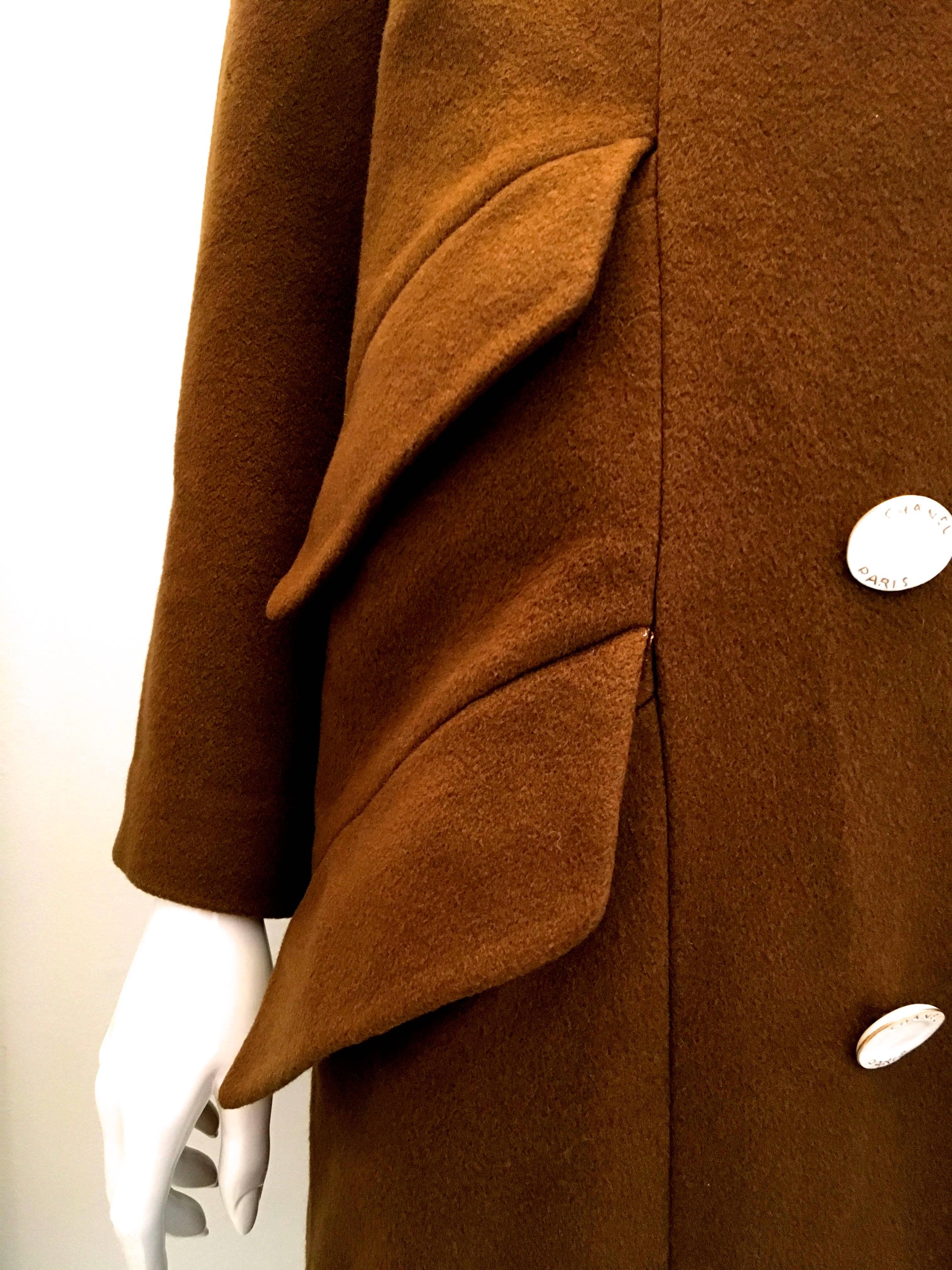 Chanel Tobacco Brown Cashmere Coat with Enamel Buttons  3