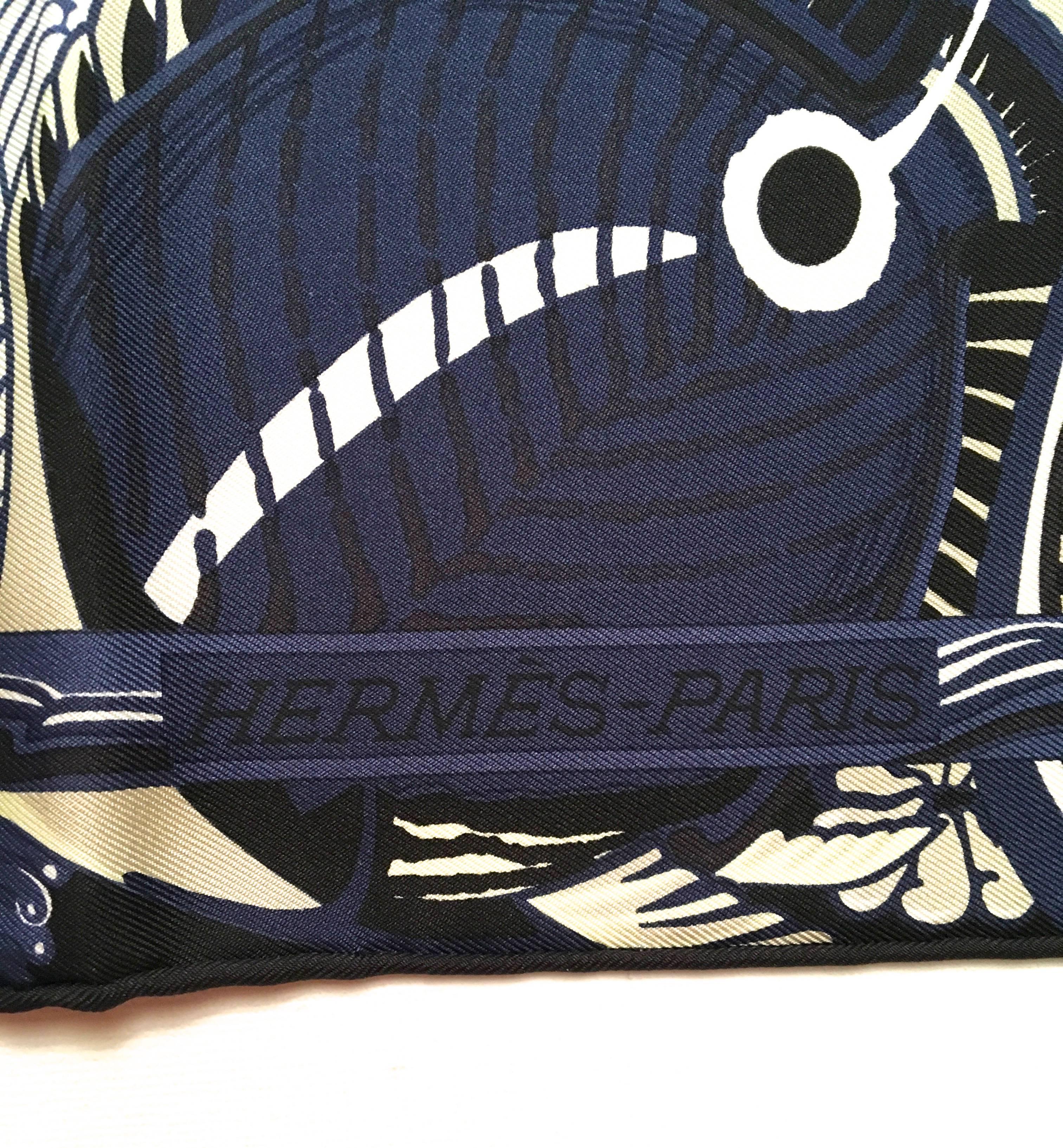 New Hermes Blue Fish Silk Scarf In New Condition In Boca Raton, FL