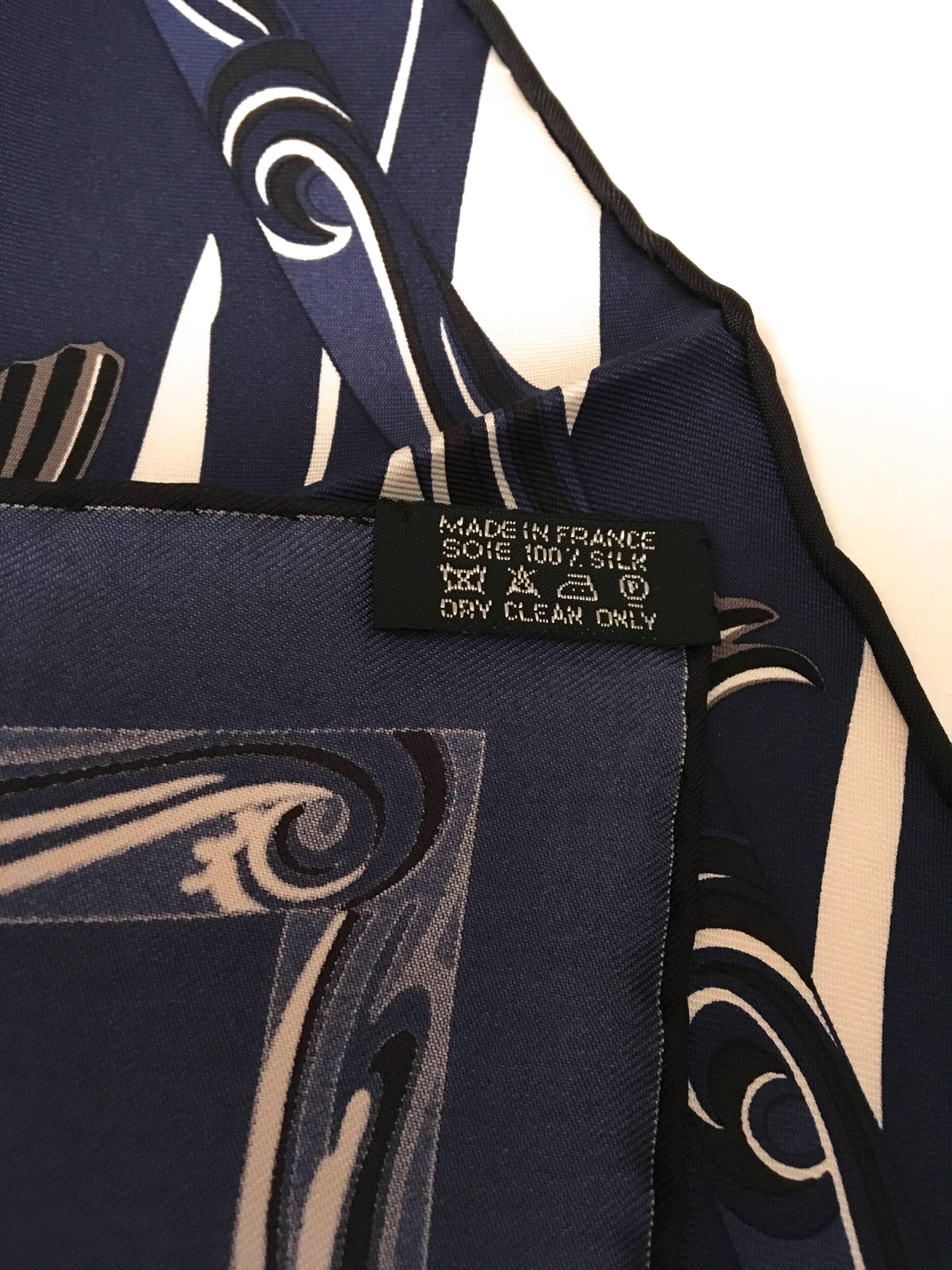 New Hermes Blue Fish Silk Scarf 1