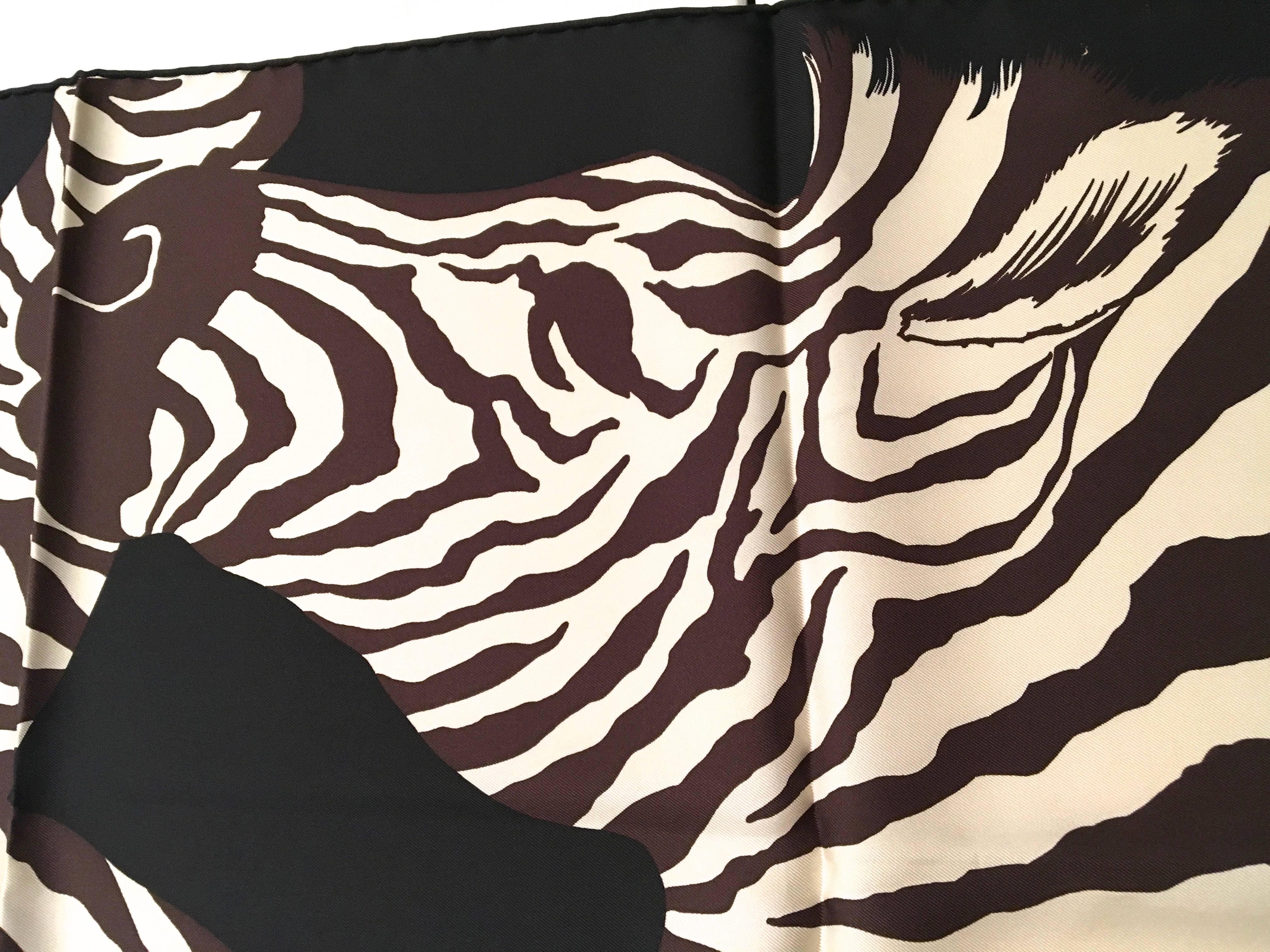 Rare Hermes Zebra Pegasus Silk Scarf  In New Condition In Boca Raton, FL