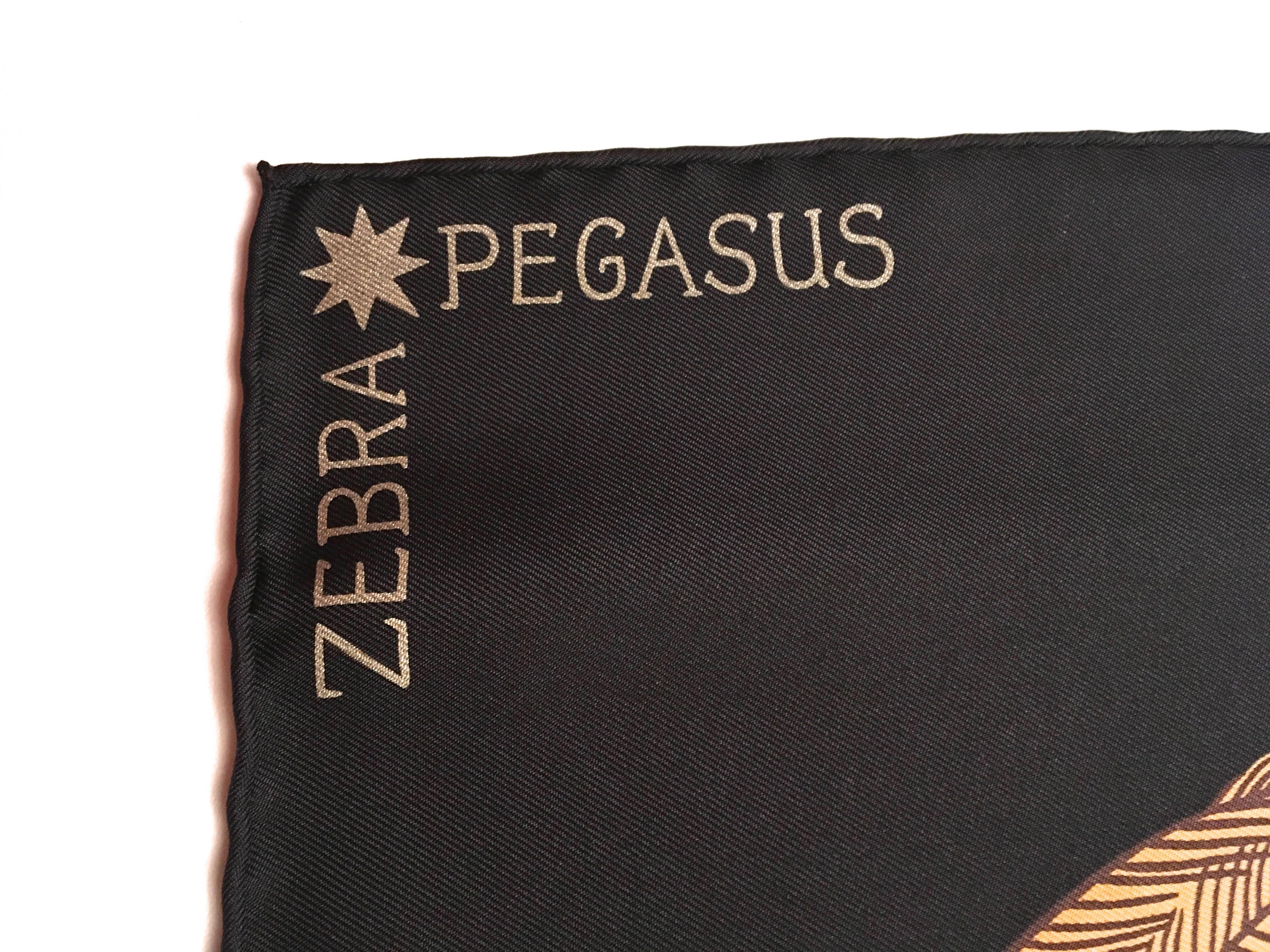 Women's Rare Hermes Zebra Pegasus Silk Scarf 
