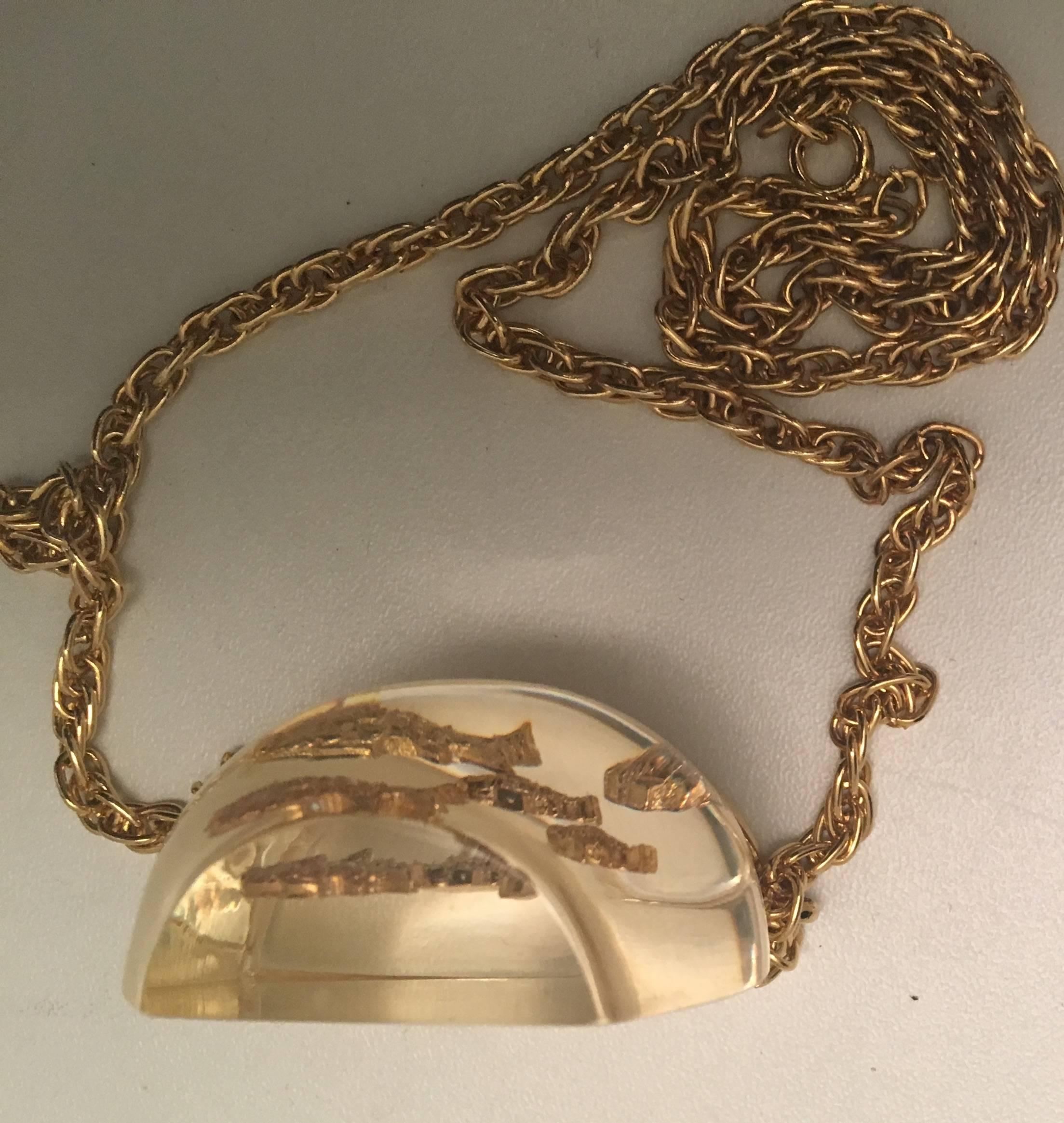 1970's Lucite Fish Bowl Necklace For Sale 1