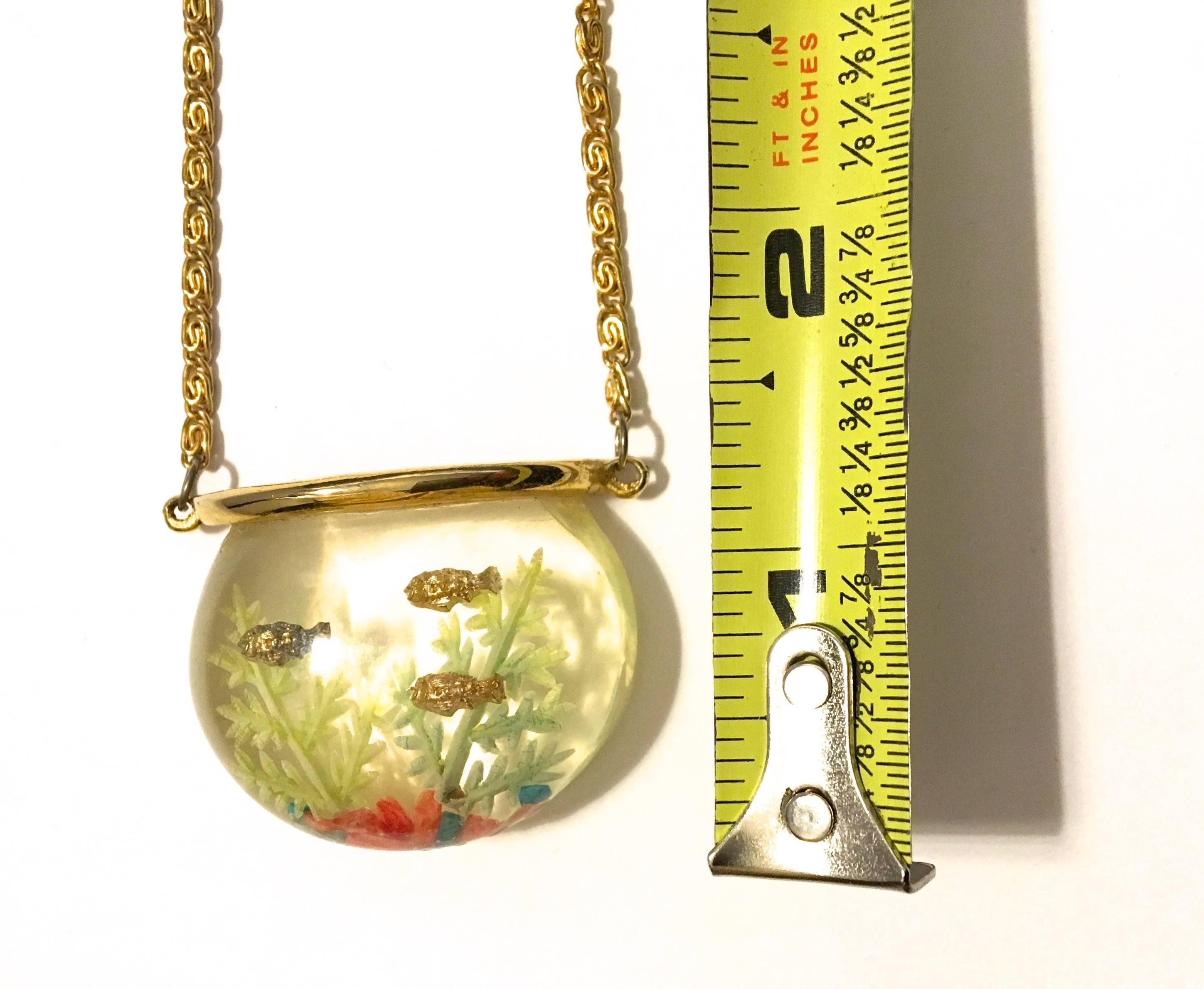 Rare Lucite Fish Bowl Necklace In Excellent Condition In Boca Raton, FL