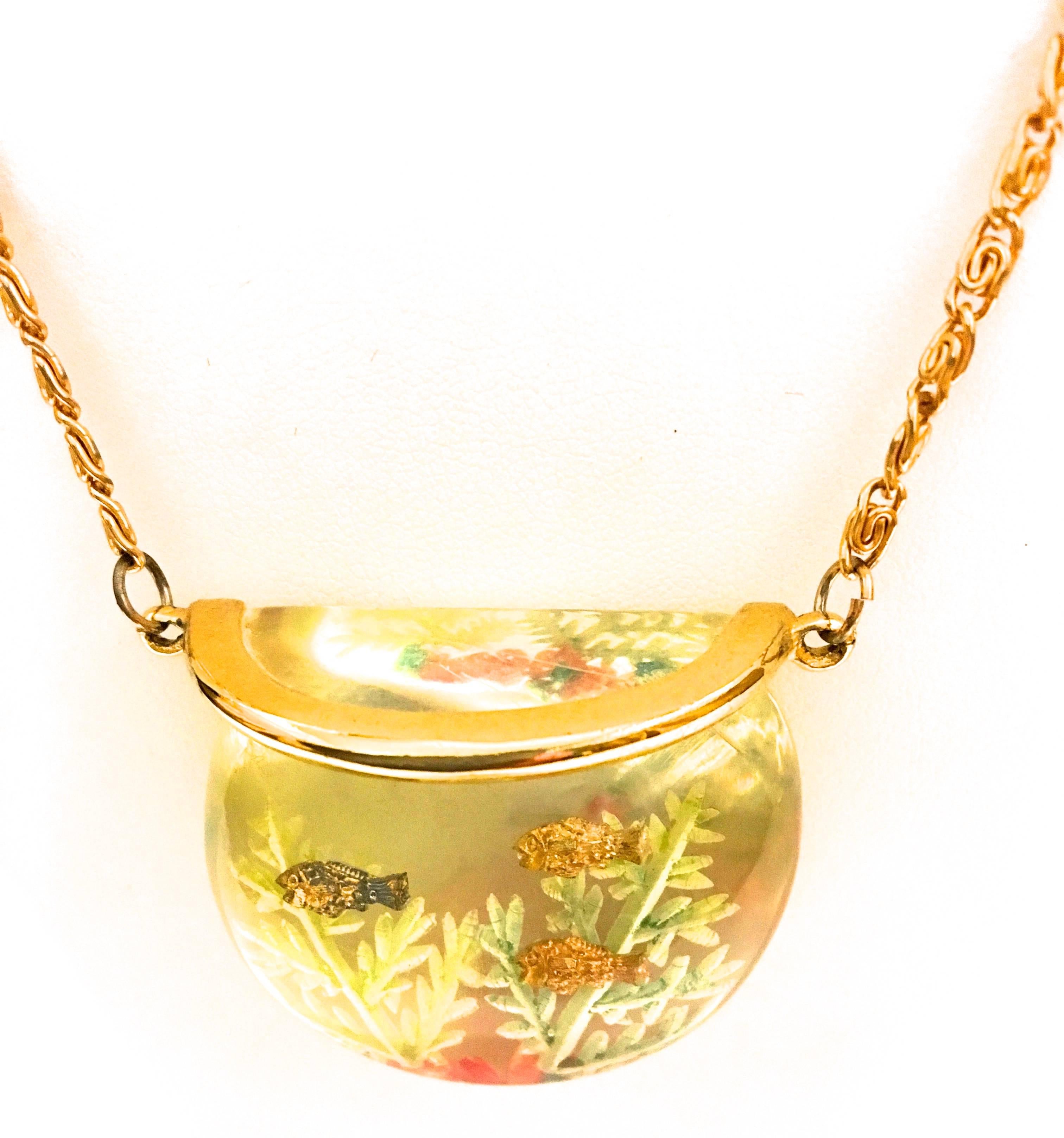 Rare Lucite Fish Bowl Necklace 3
