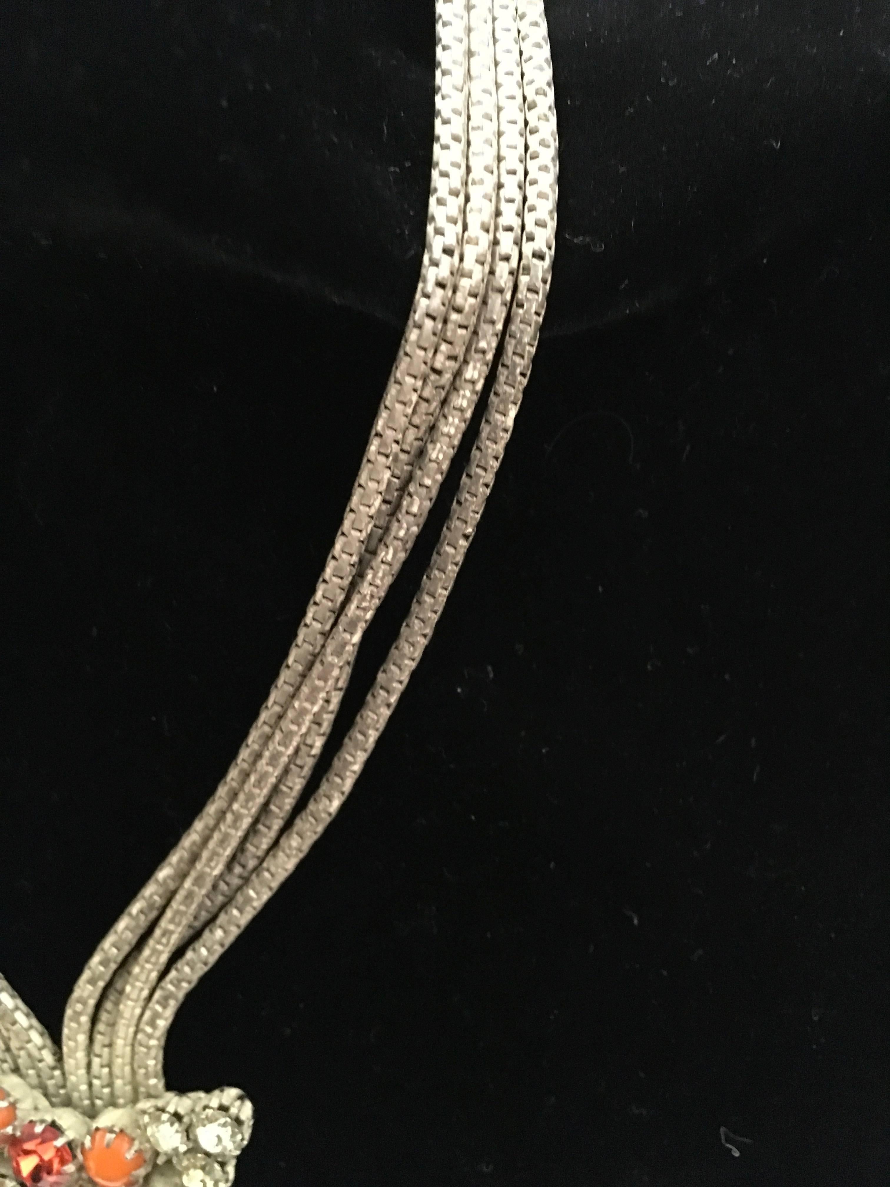 Elaborate Multi-strand Rhinetsone Necklace For Sale 3
