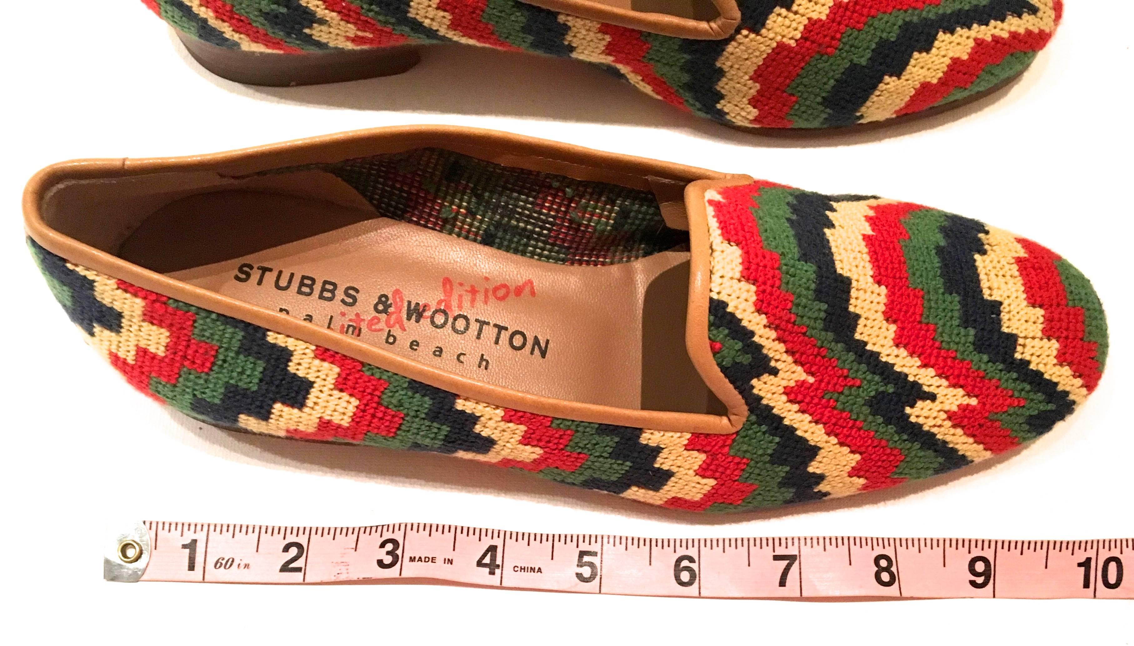 Brown LIMITED EDITION Stubbs and Wooton Needlepoint - Size 7.5 For Sale