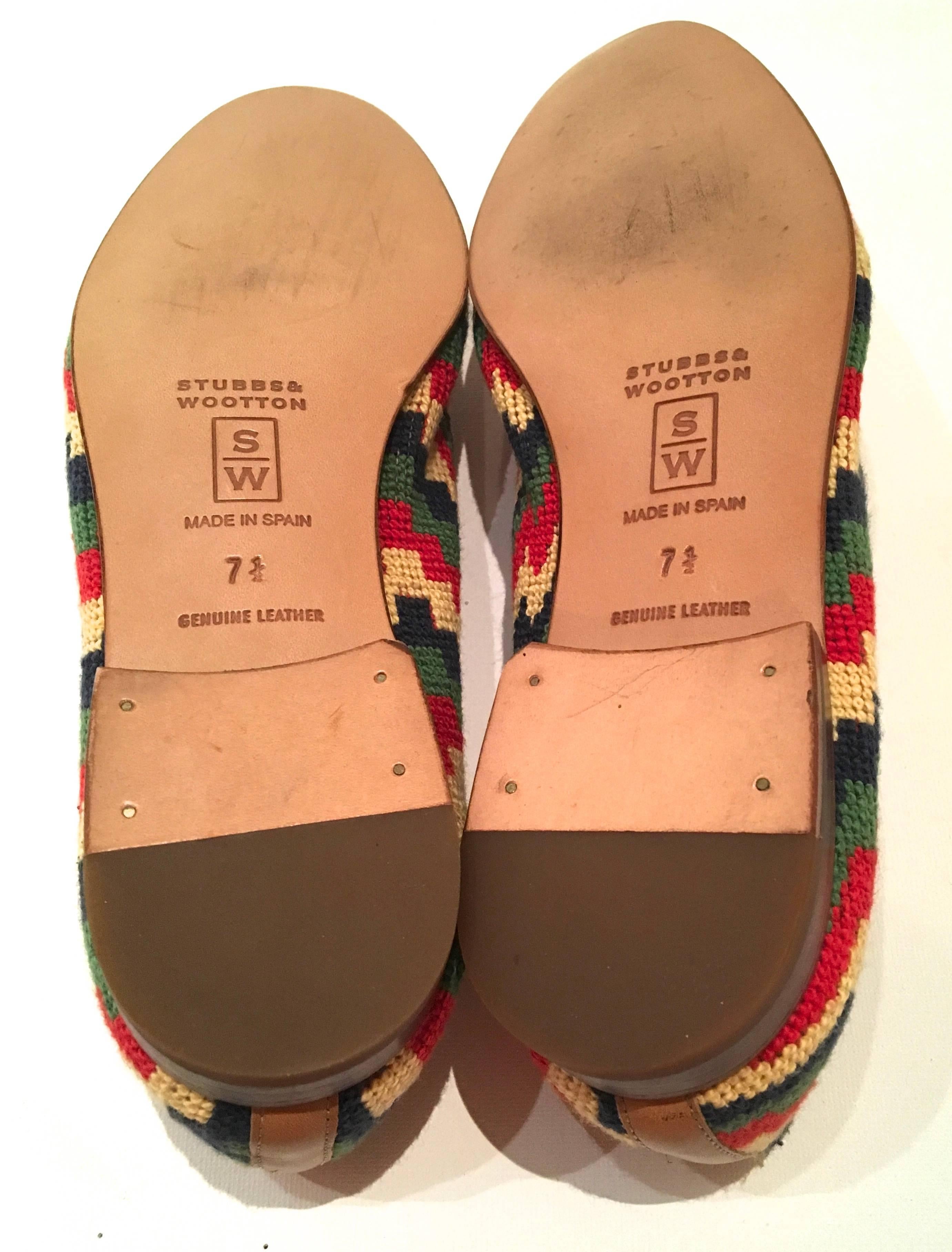 Women's LIMITED EDITION Stubbs and Wooton Needlepoint - Size 7.5 For Sale