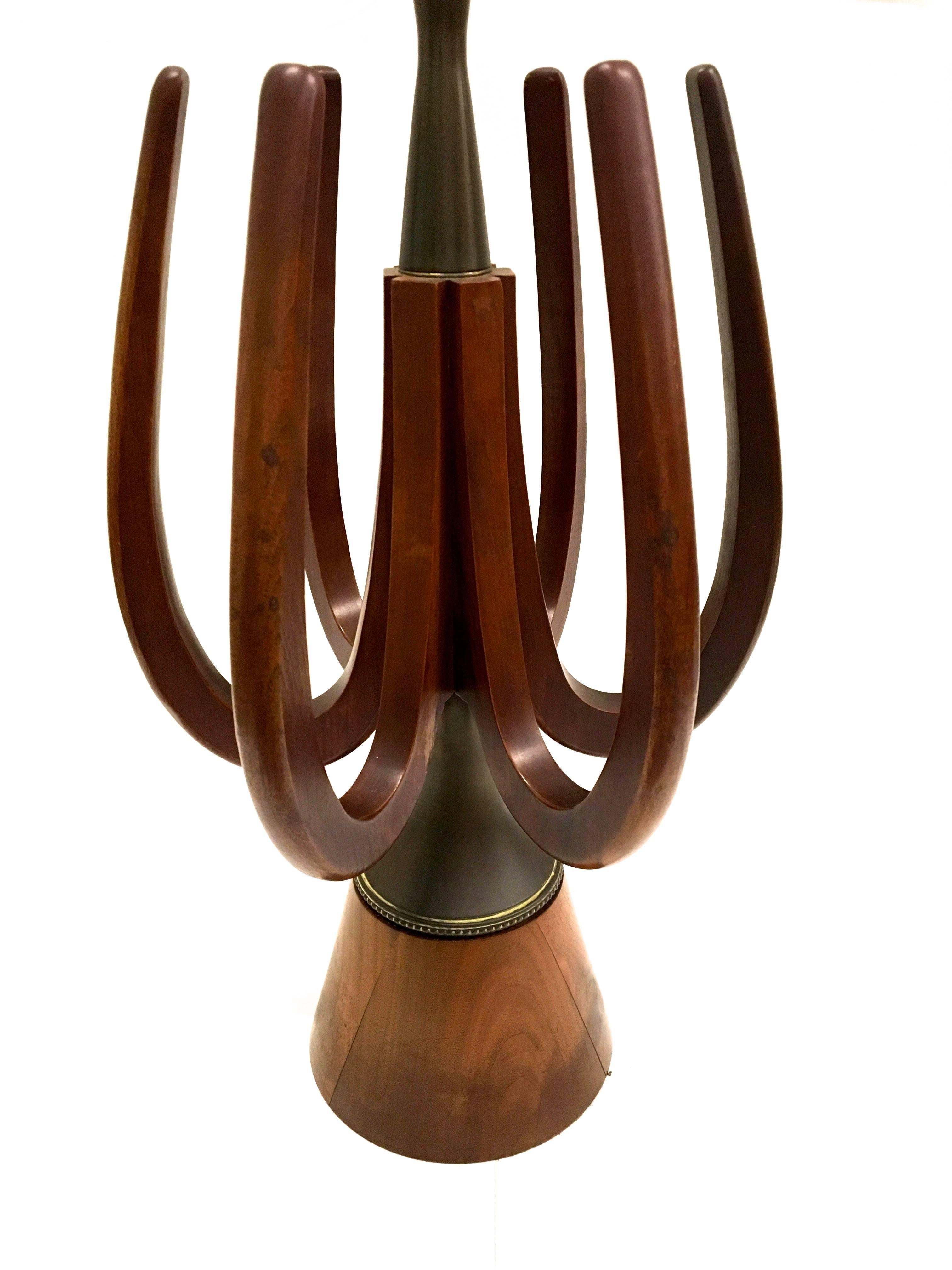 Ornate Mid Century Modern Lamp - Walnut 1960s/1970s  For Sale 1