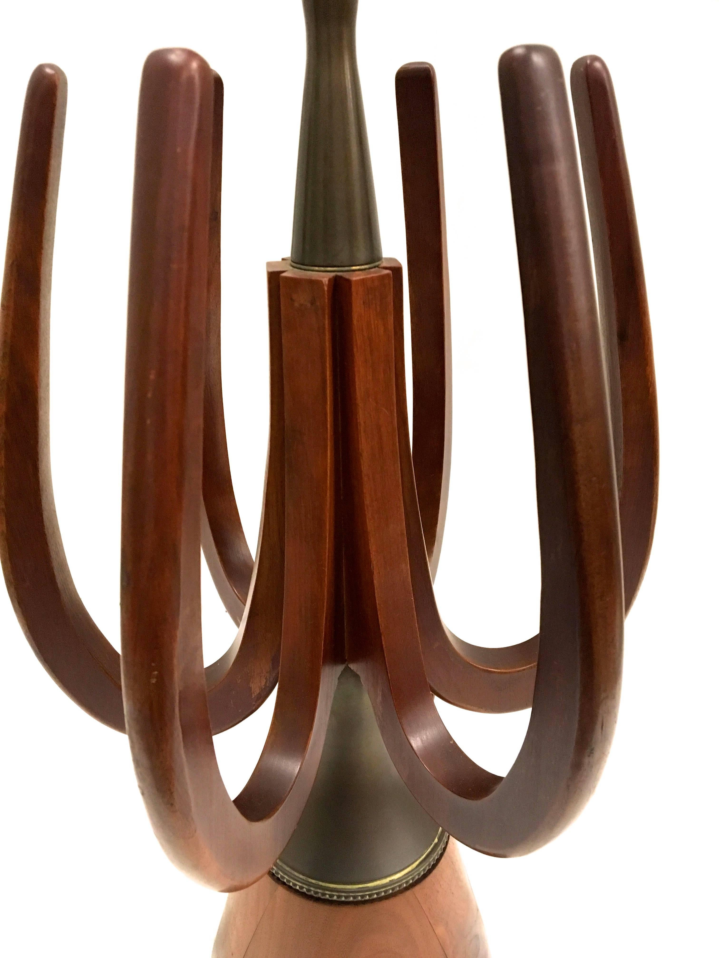 Women's or Men's Ornate Mid Century Modern Lamp - Walnut 1960s/1970s  For Sale