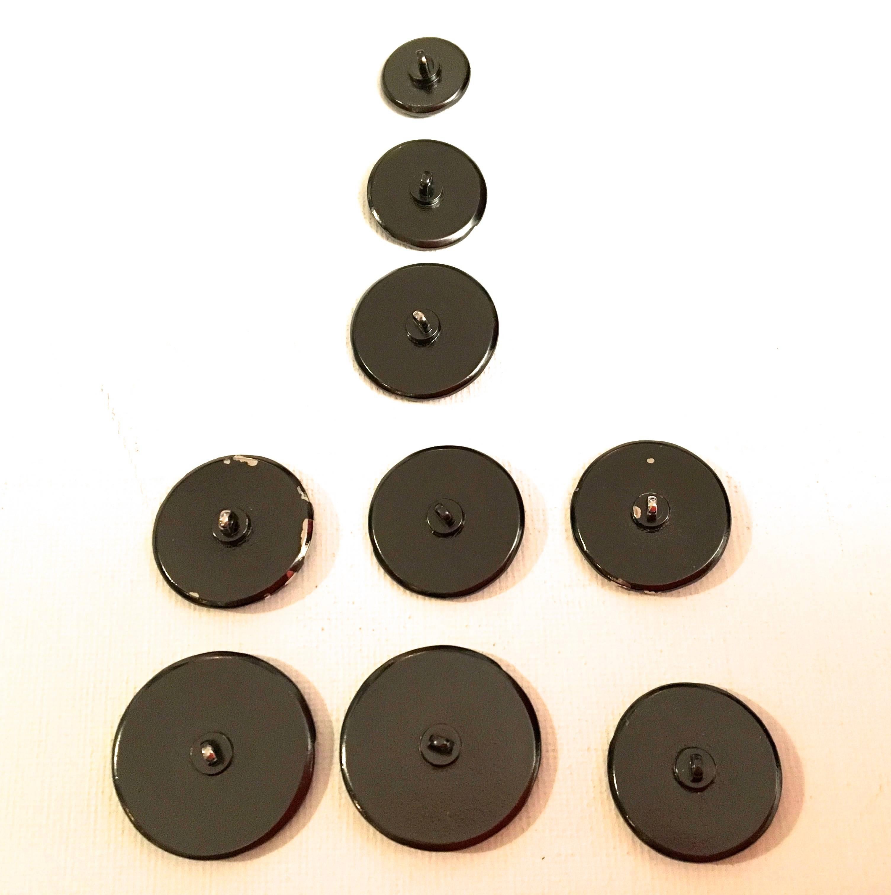 Black Set of 9 Chanel Buttons For Sale