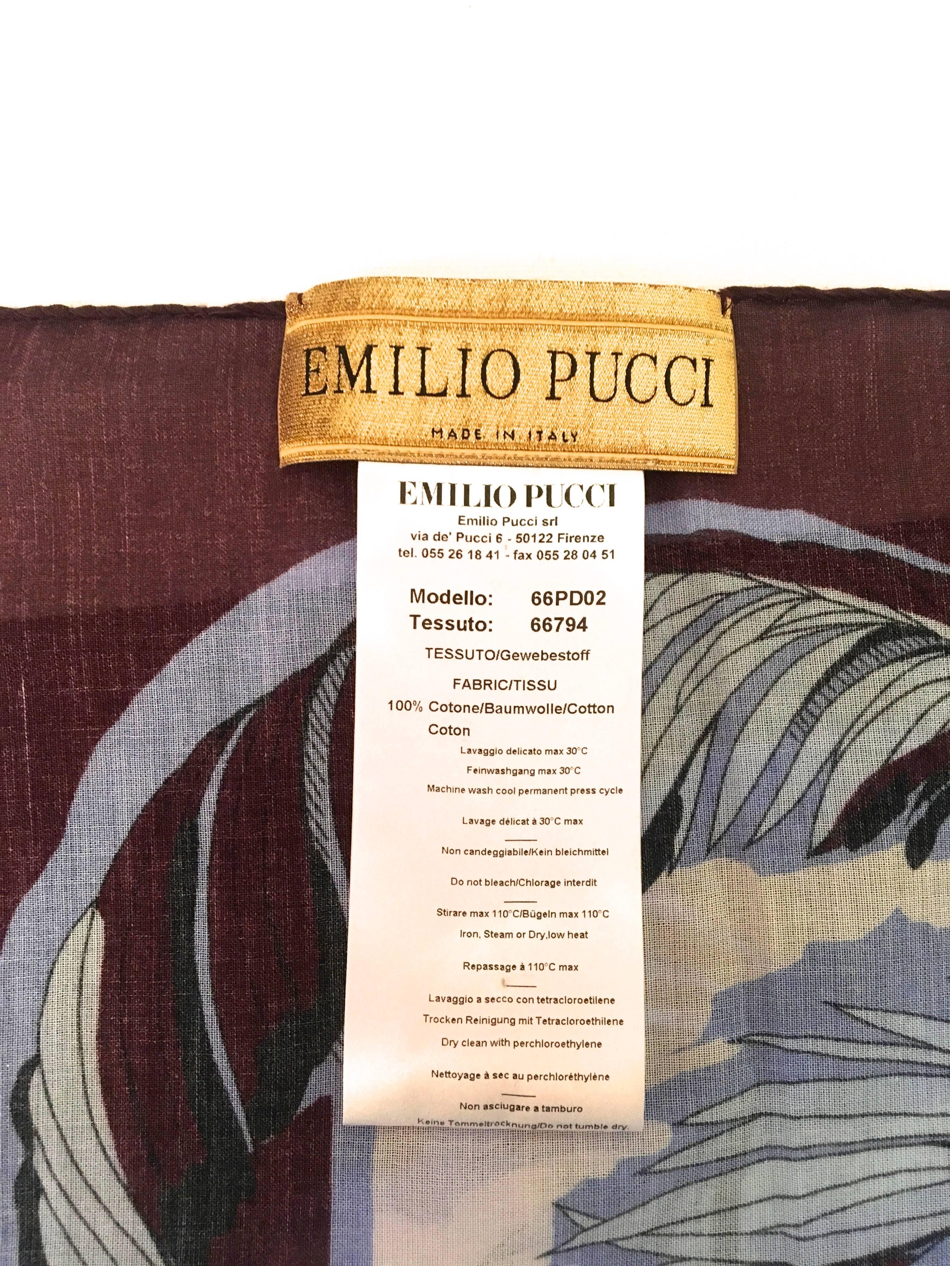 New Emilio Pucci Pareo / Shawl - Pareo 100% Cotton In Fair Condition For Sale In Boca Raton, FL