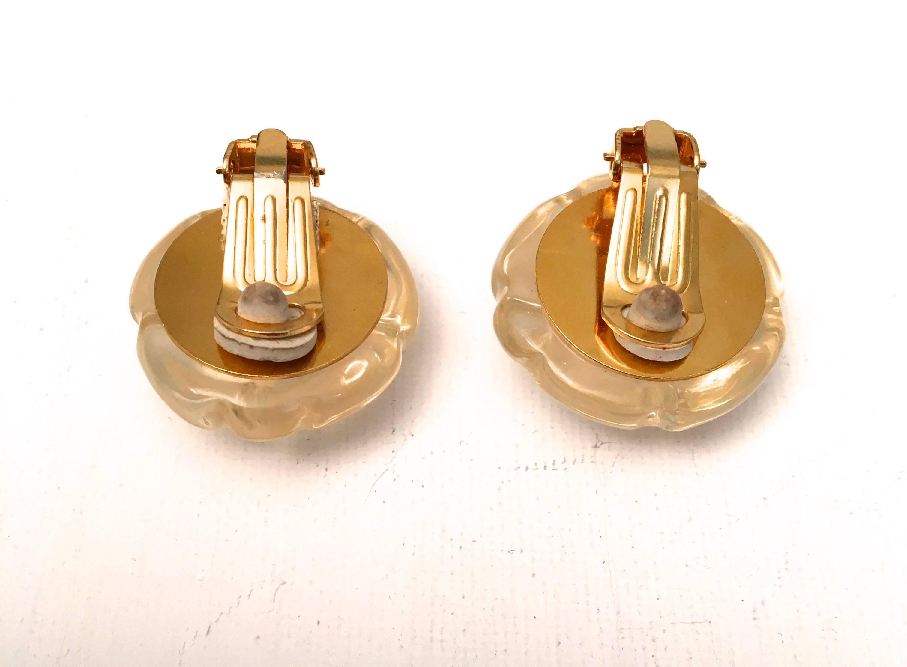 Vintage Chanel Earrings - Camellia Flower In Excellent Condition For Sale In Boca Raton, FL