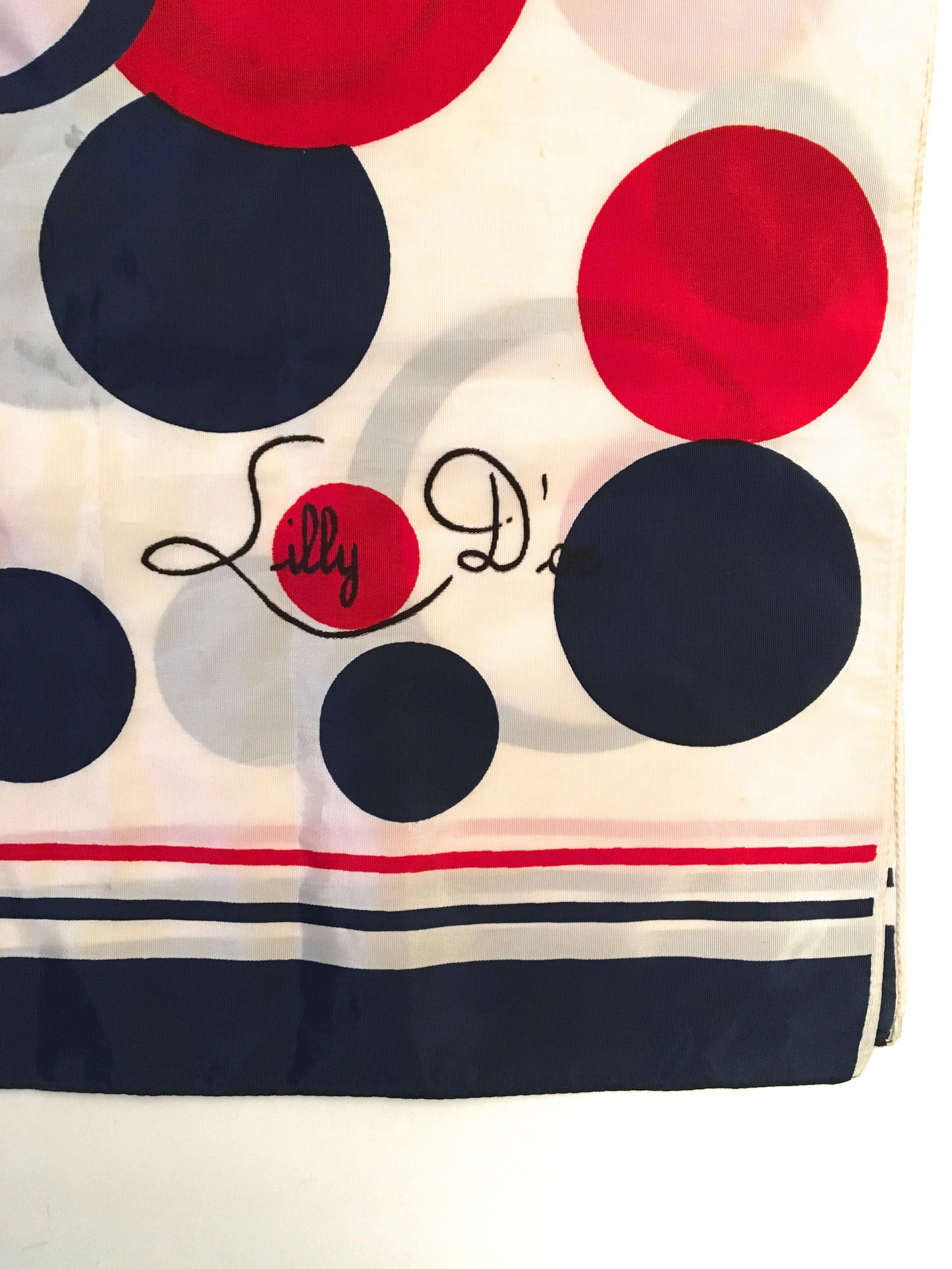 Rare 1960's Lilly D'or Scarf - Mod Geometric Circles 3
