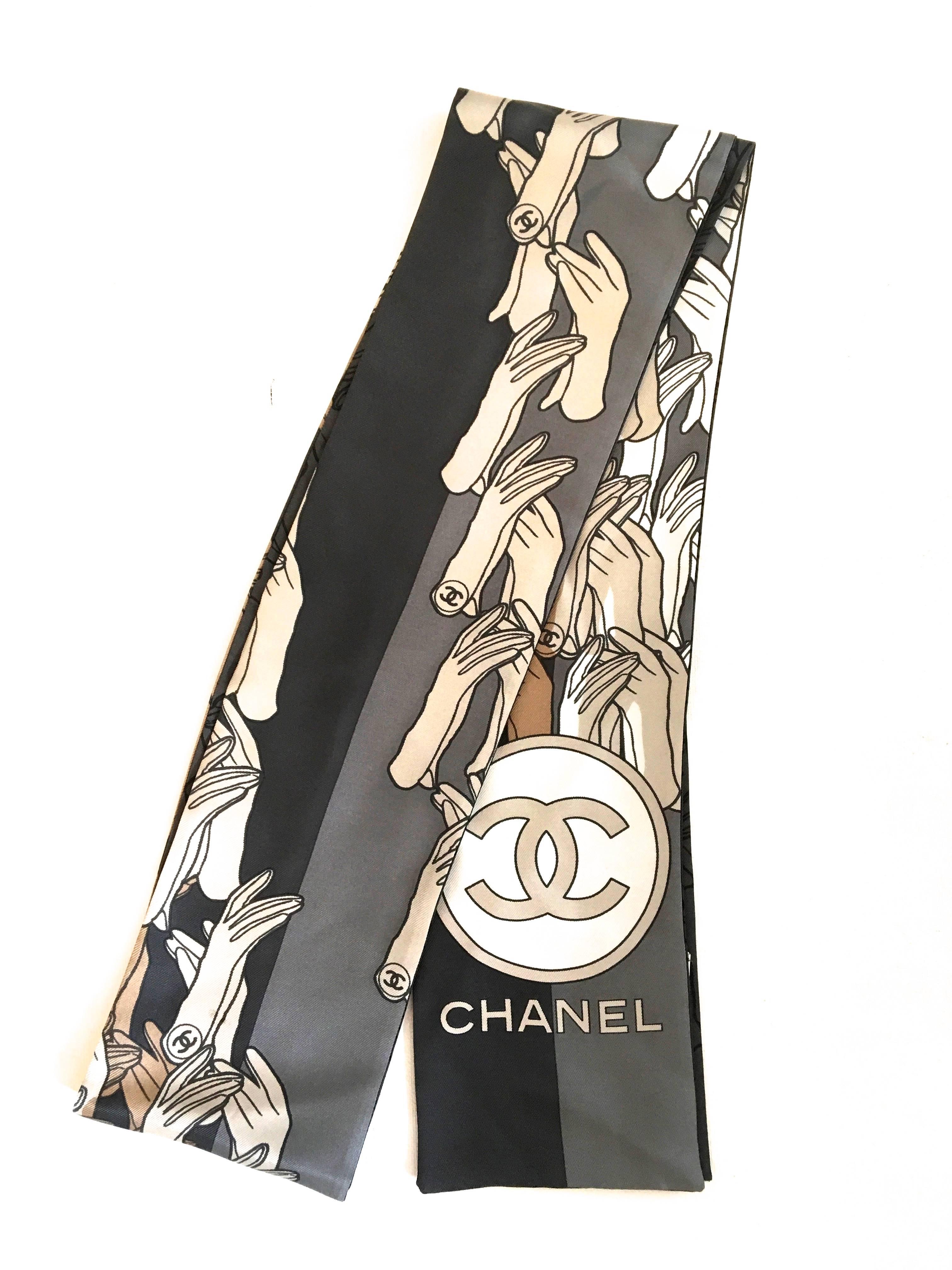 Rare Chanel Scarf - 100% Silk  In Excellent Condition In Boca Raton, FL