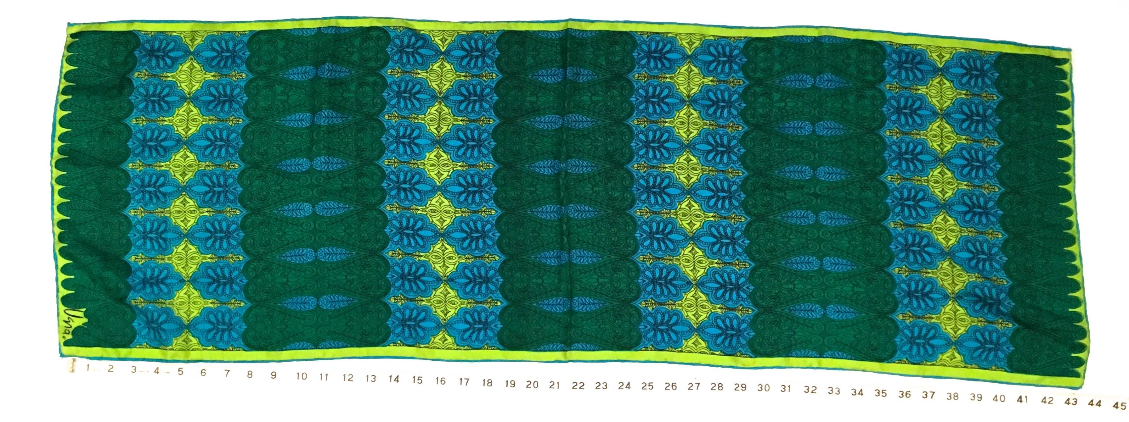 Blue Rare Vintage Vera Scarf - 1960's - 100% Silk For Sale