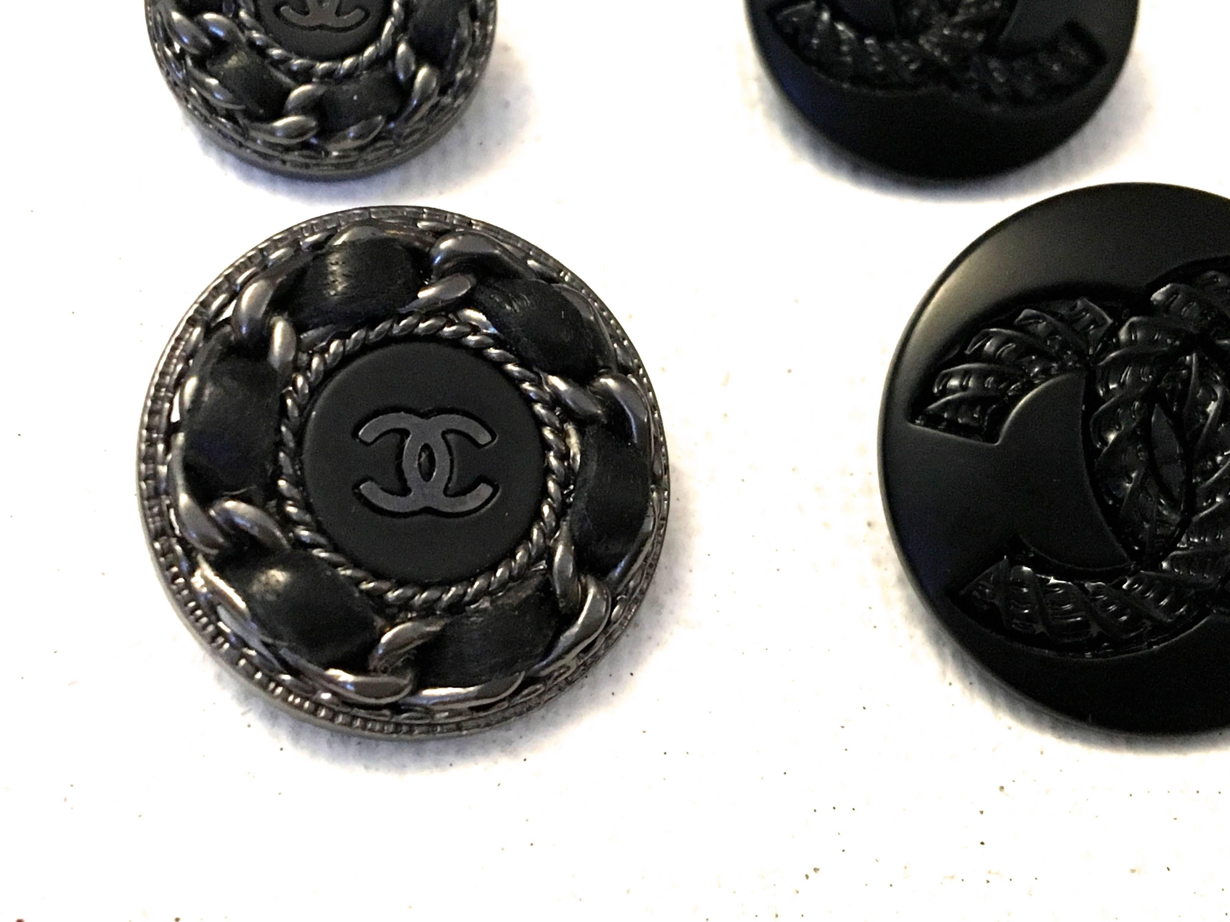 Women's or Men's Chanel Buttons - Assorted Lot of 14 - Silver Tone / Black