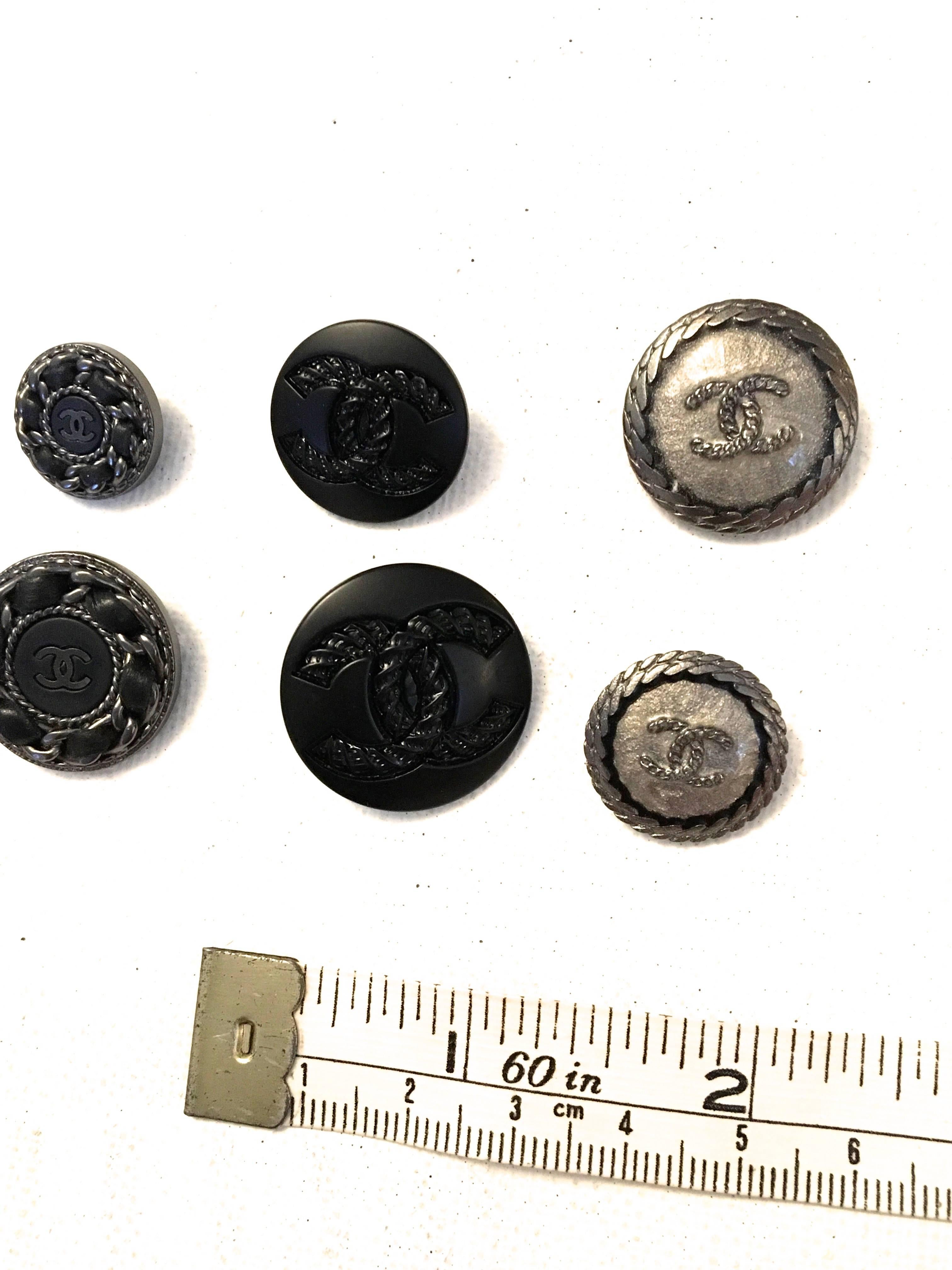 Chanel Buttons - Assorted Lot of 14 - Silver Tone / Black 1