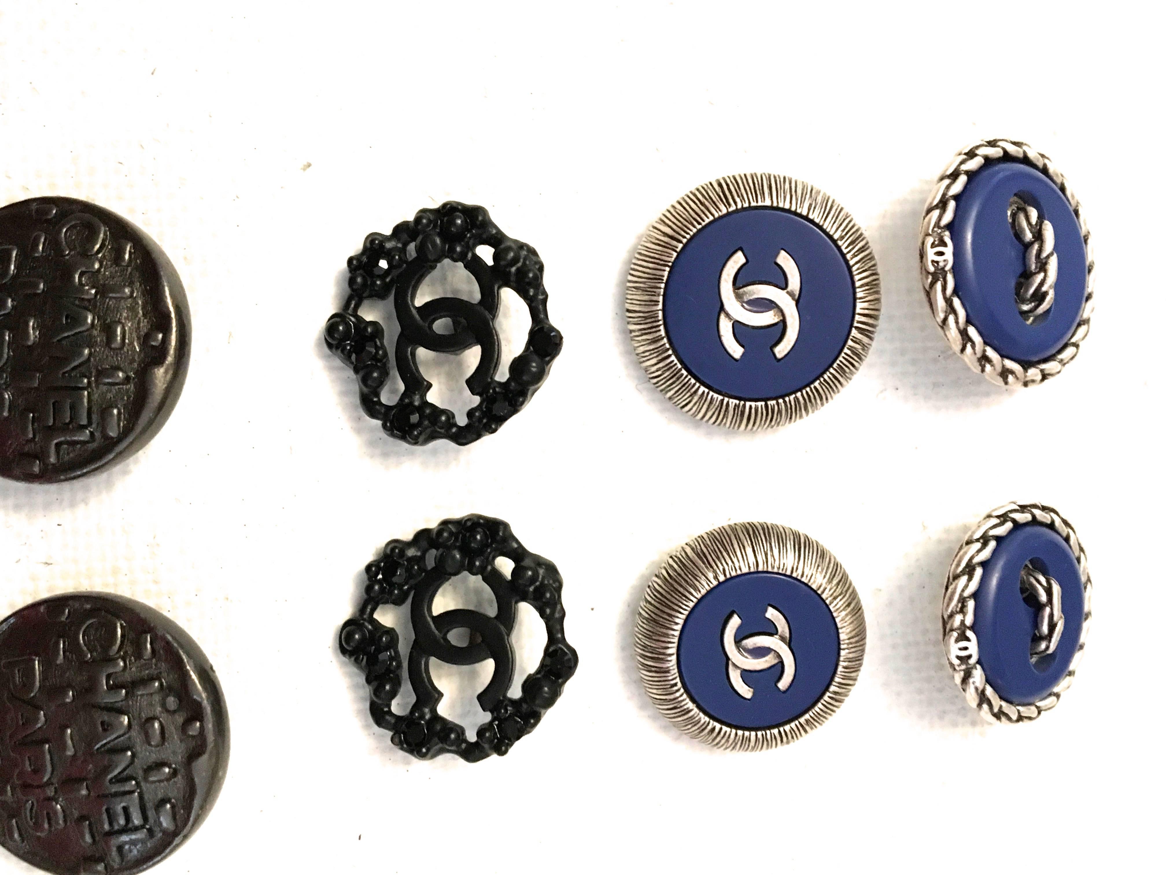 Black Chanel Buttons - Lot of 8 Assorted Buttons For Sale