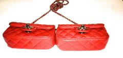 Chanel Crossbody Double Mini Classic - Red Lambskin Bag - Extremely Rare