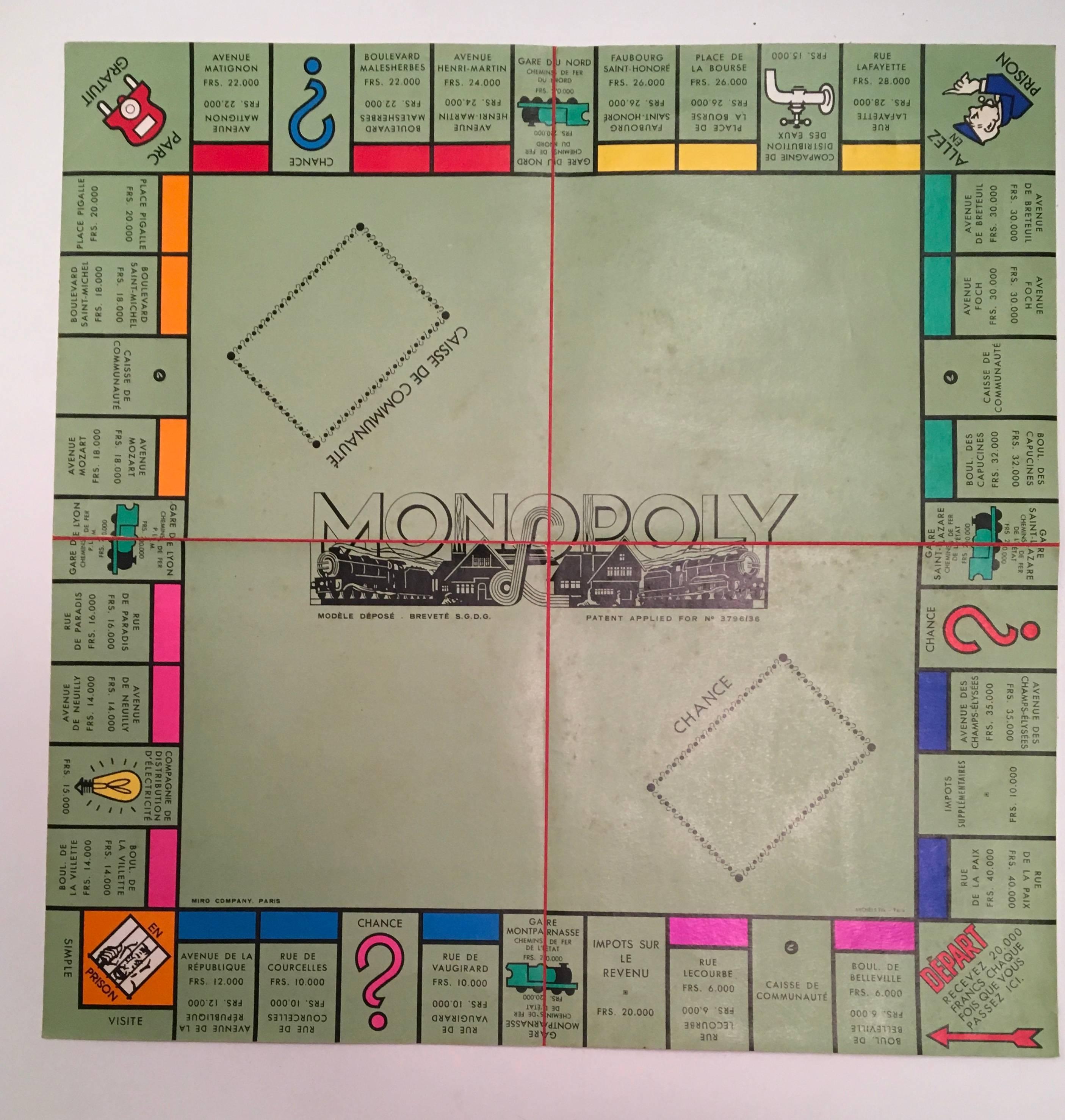 Vintage Monopoly Game - 1957 - French Edition - Rare In Excellent Condition For Sale In Boca Raton, FL