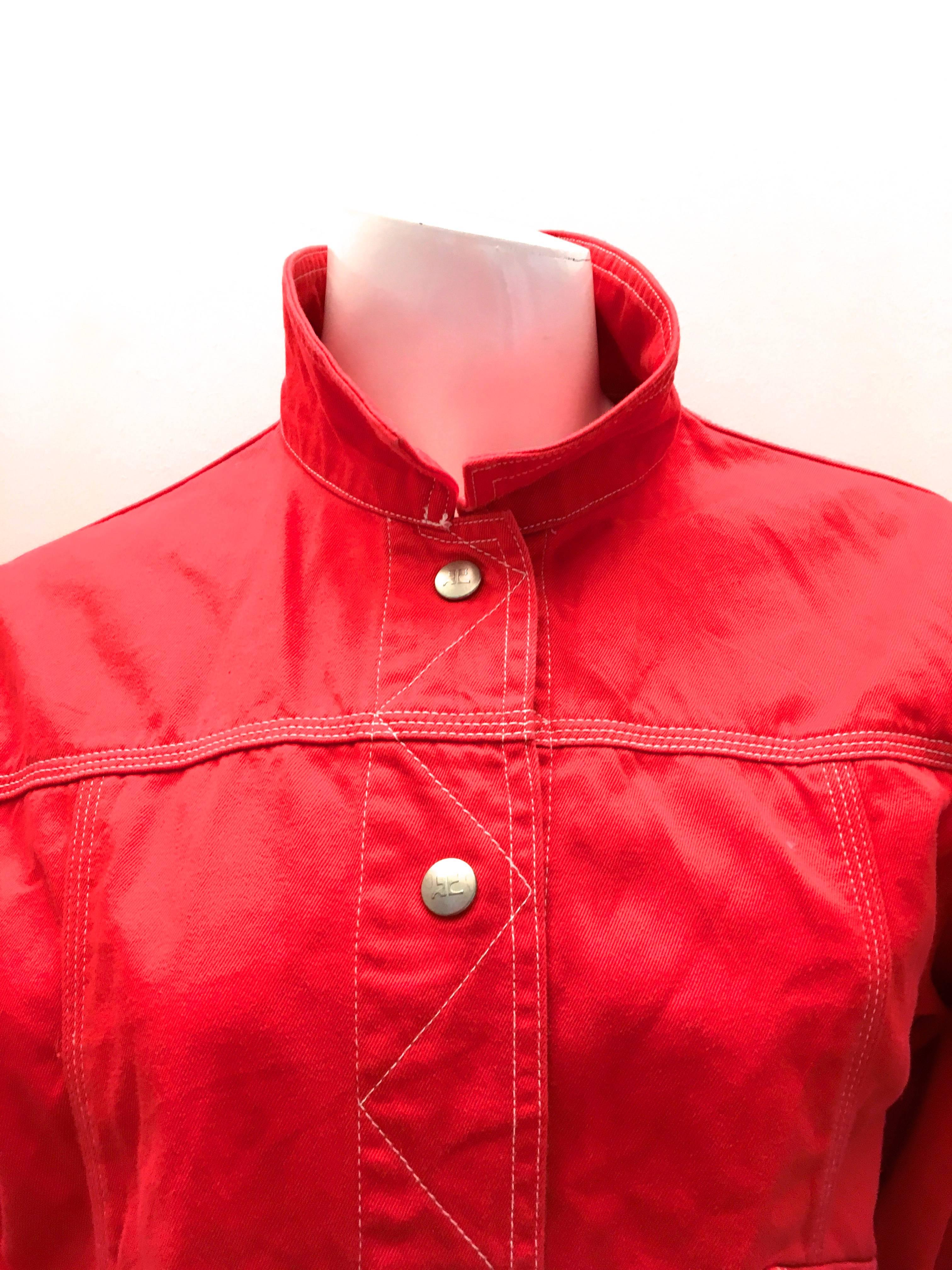 Courreges Jacket - 100% Cotton -Late 1970's In Excellent Condition For Sale In Boca Raton, FL