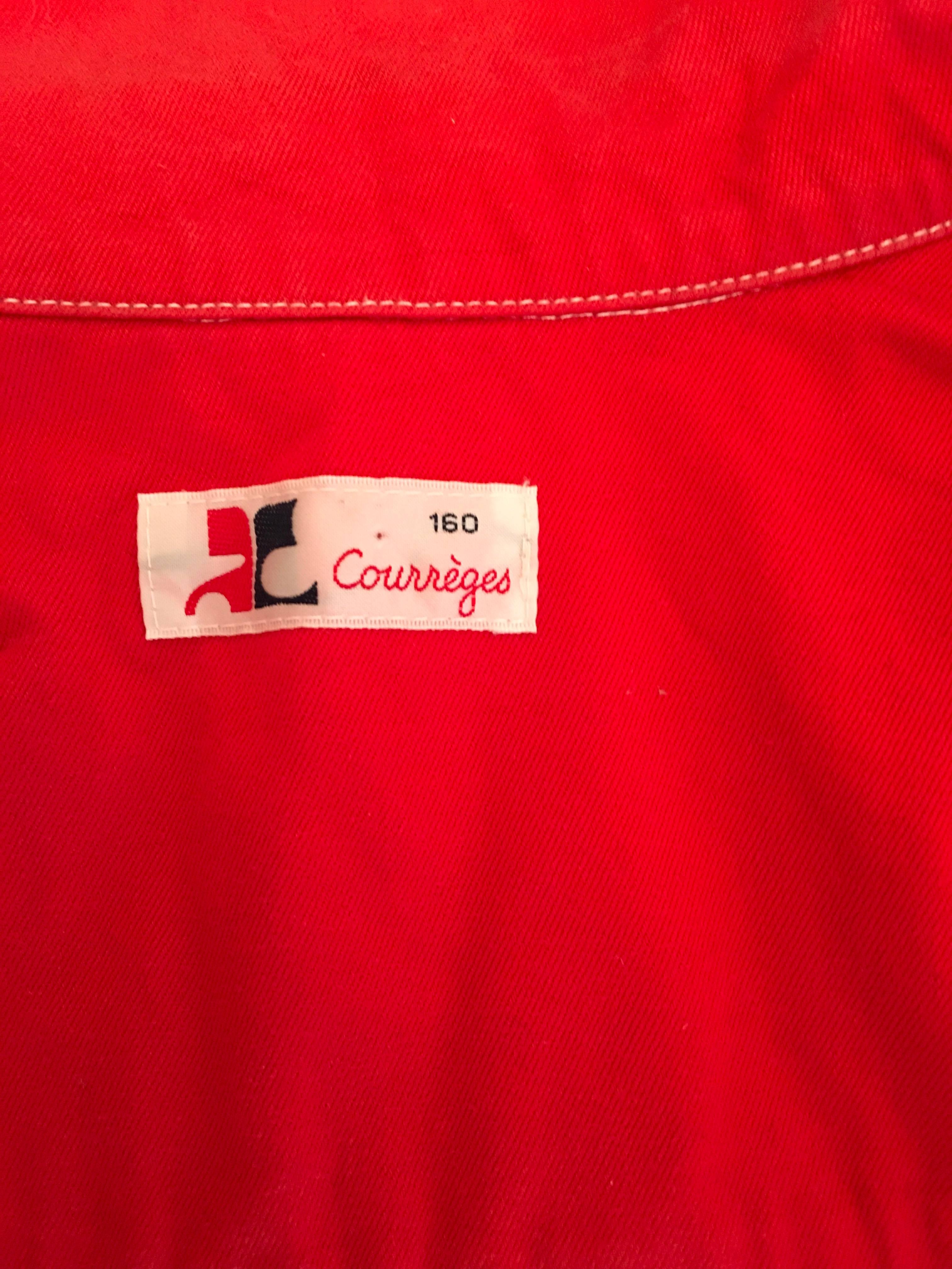 Red Courreges Jacket - 100% Cotton -Late 1970's For Sale