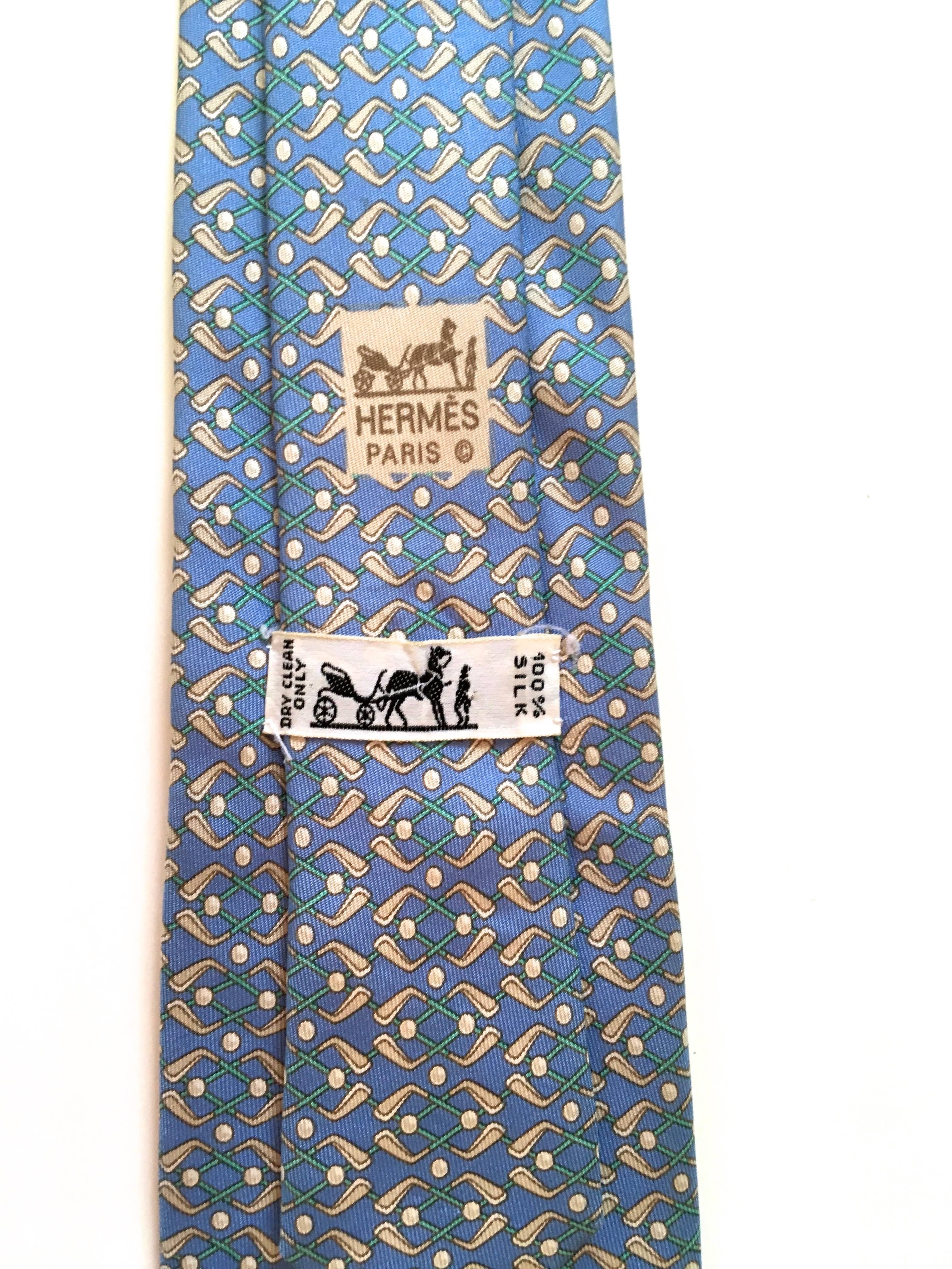 Gray Hermes Tie - Golf Theme - 100% Silk