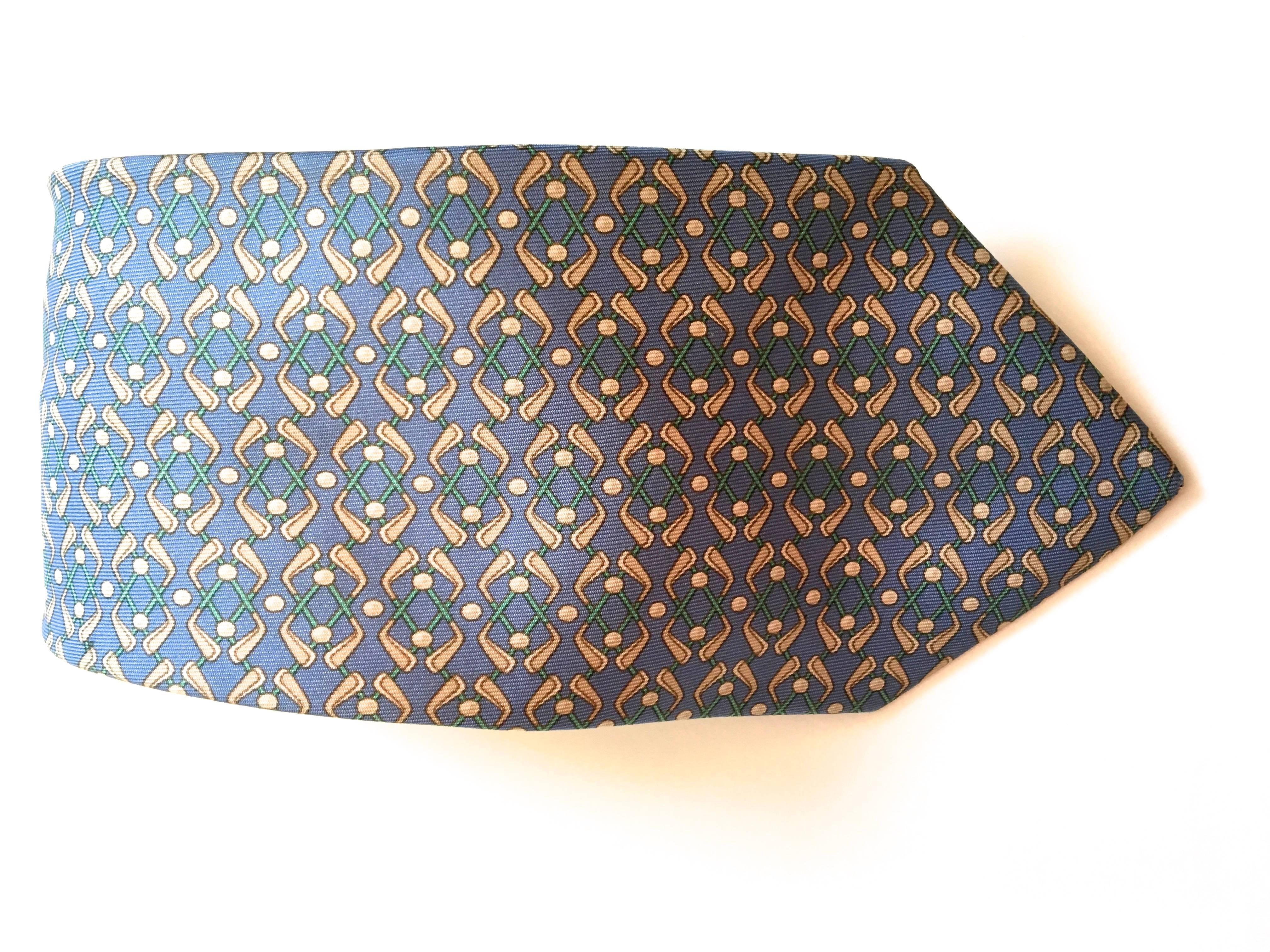 Hermes Tie - Golf Theme - 100% Silk In Excellent Condition In Boca Raton, FL