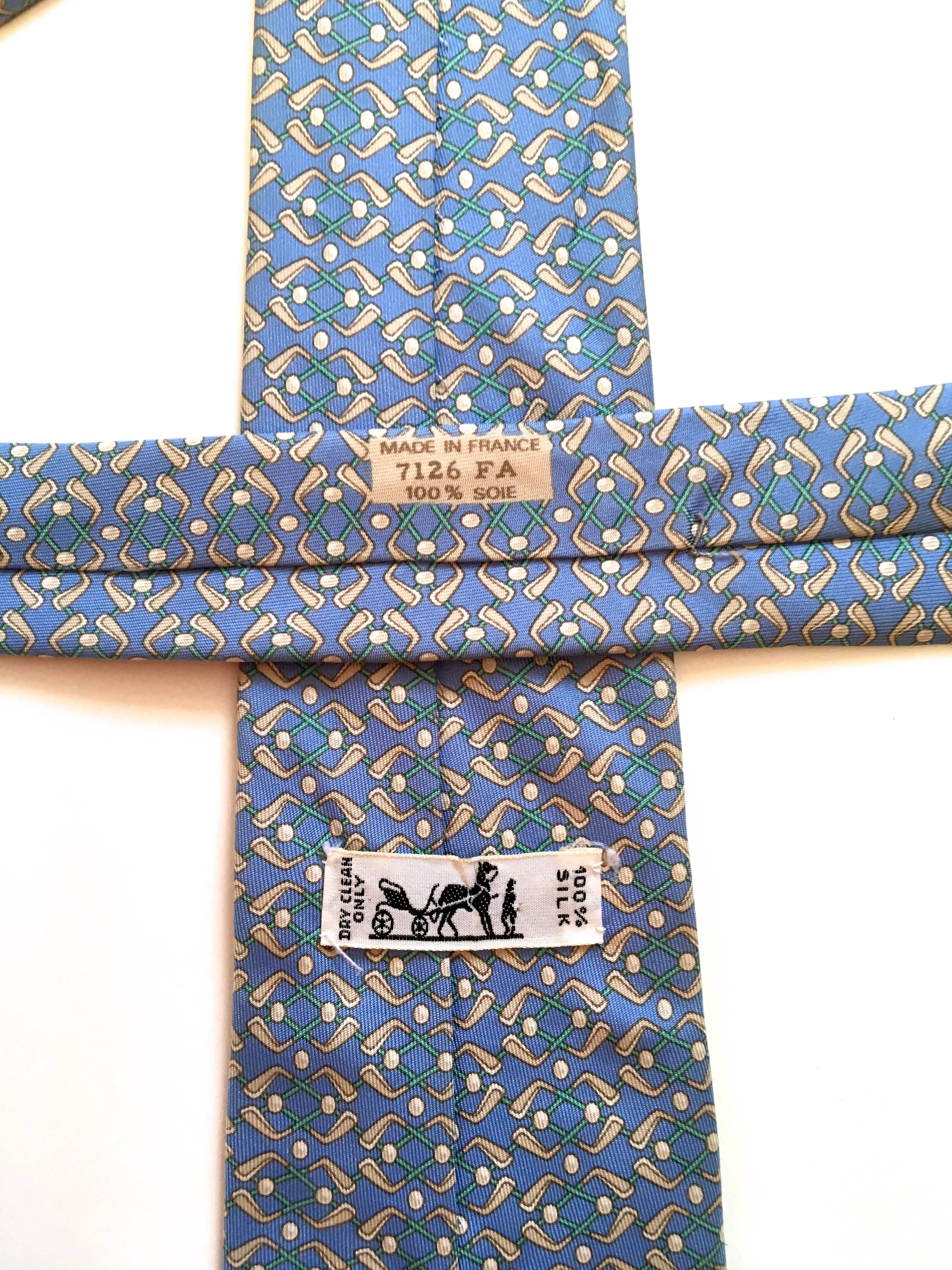 Women's or Men's Hermes Tie - Golf Theme - 100% Silk