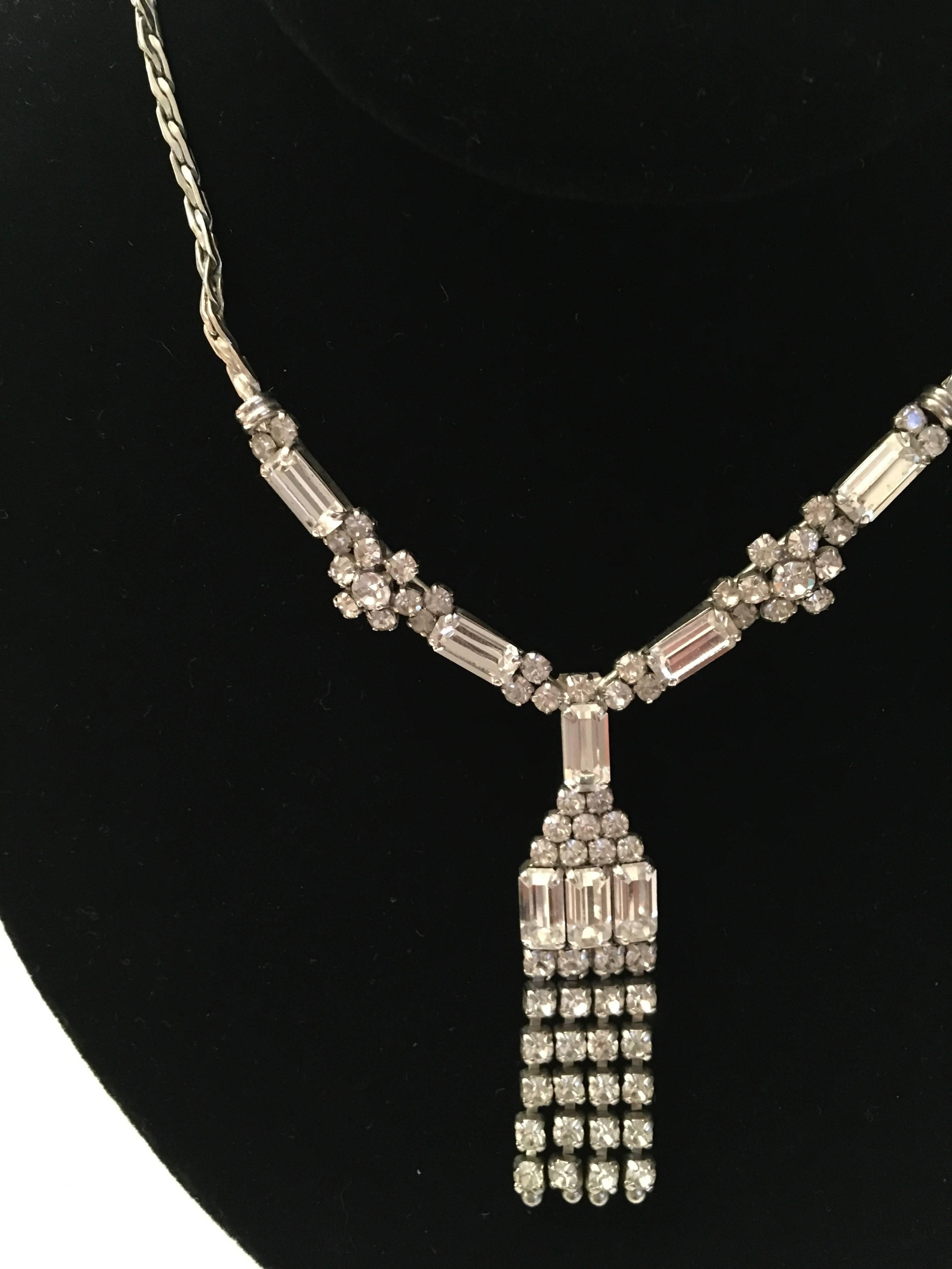 Christian Dior Vintage Rhinestone Necklace, 1970s For Sale 5