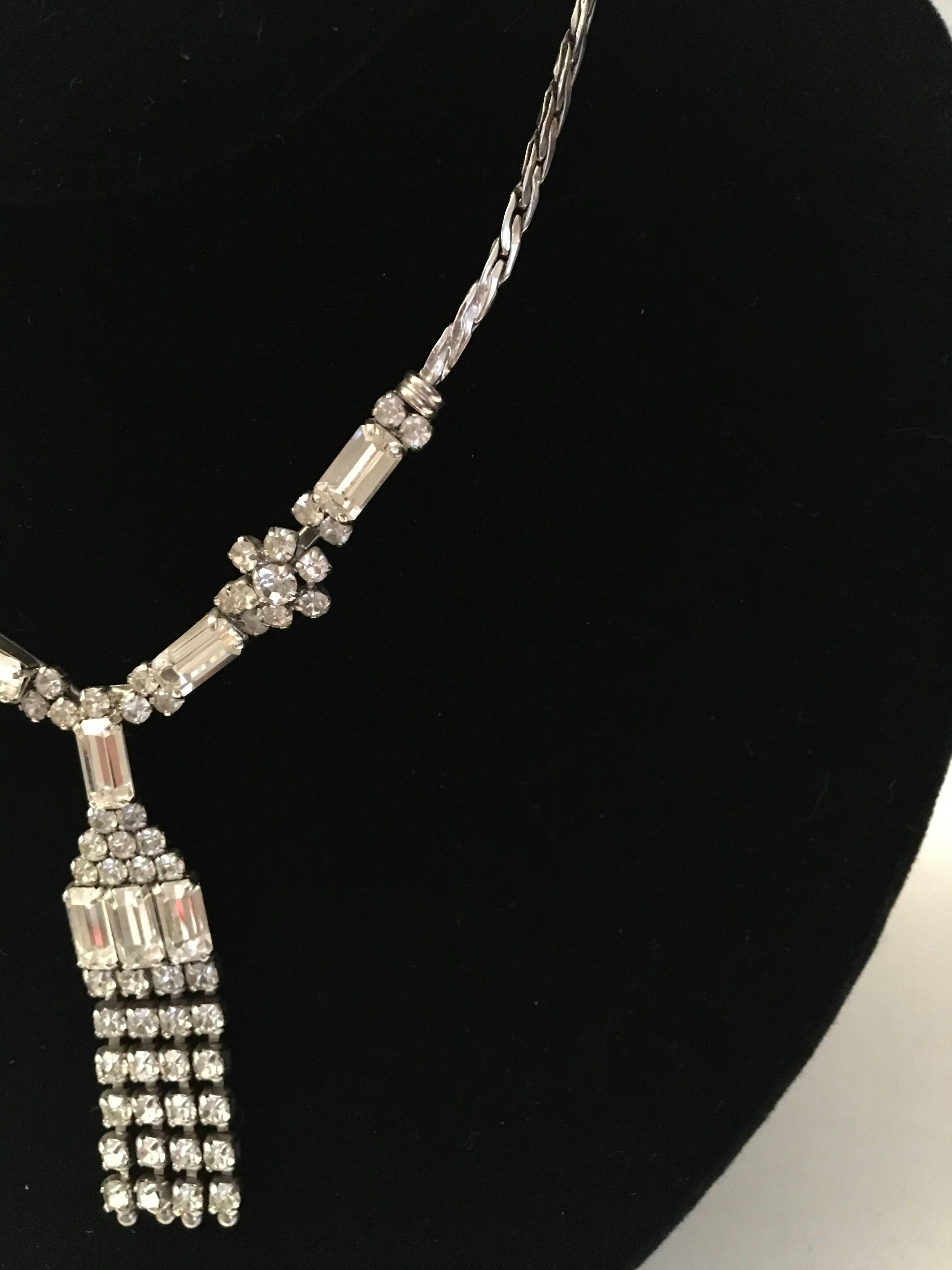 Christian Dior Vintage Rhinestone Necklace, 1970s For Sale 4