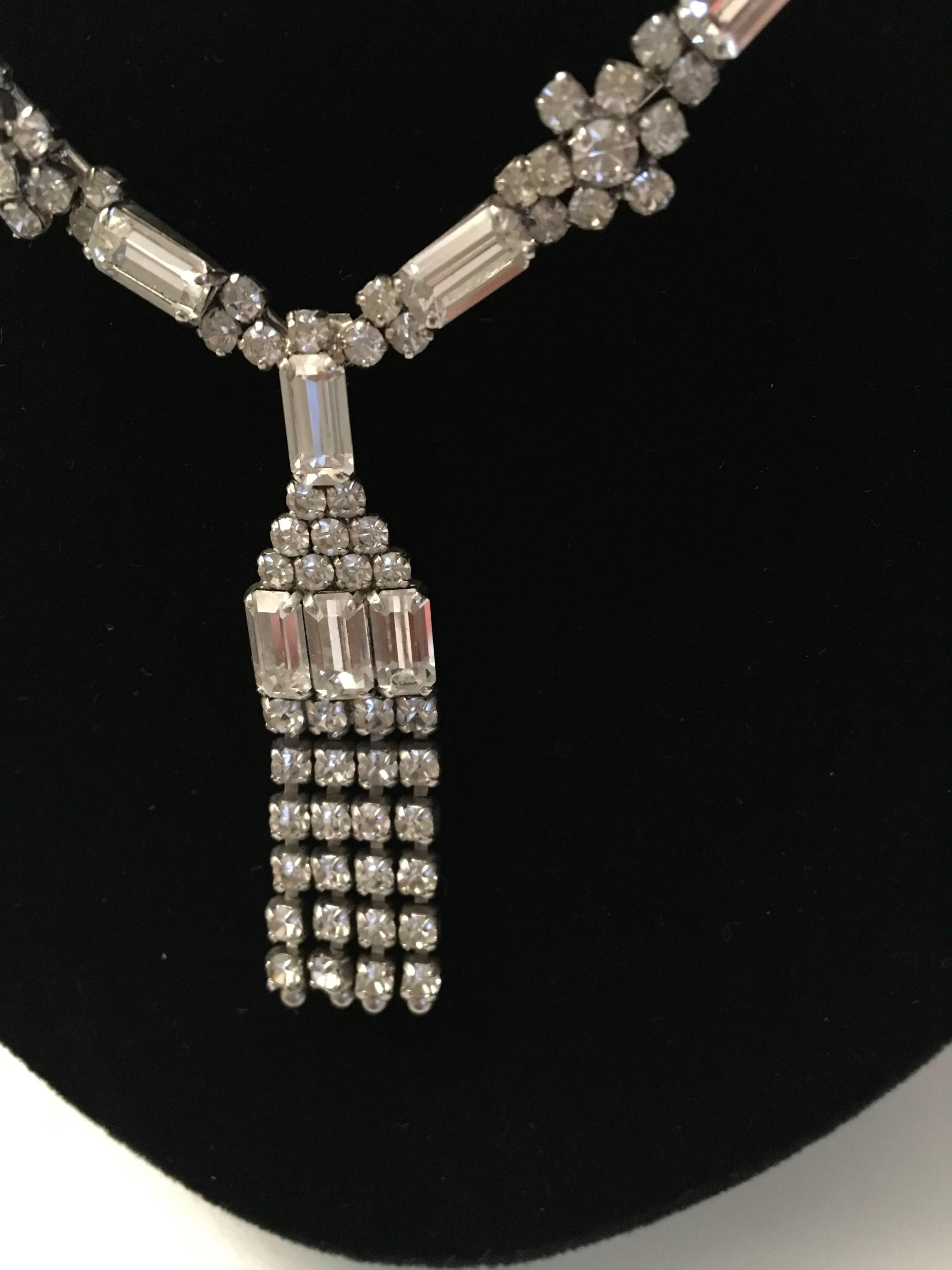 Christian Dior Vintage Rhinestone Necklace, 1970s For Sale 3