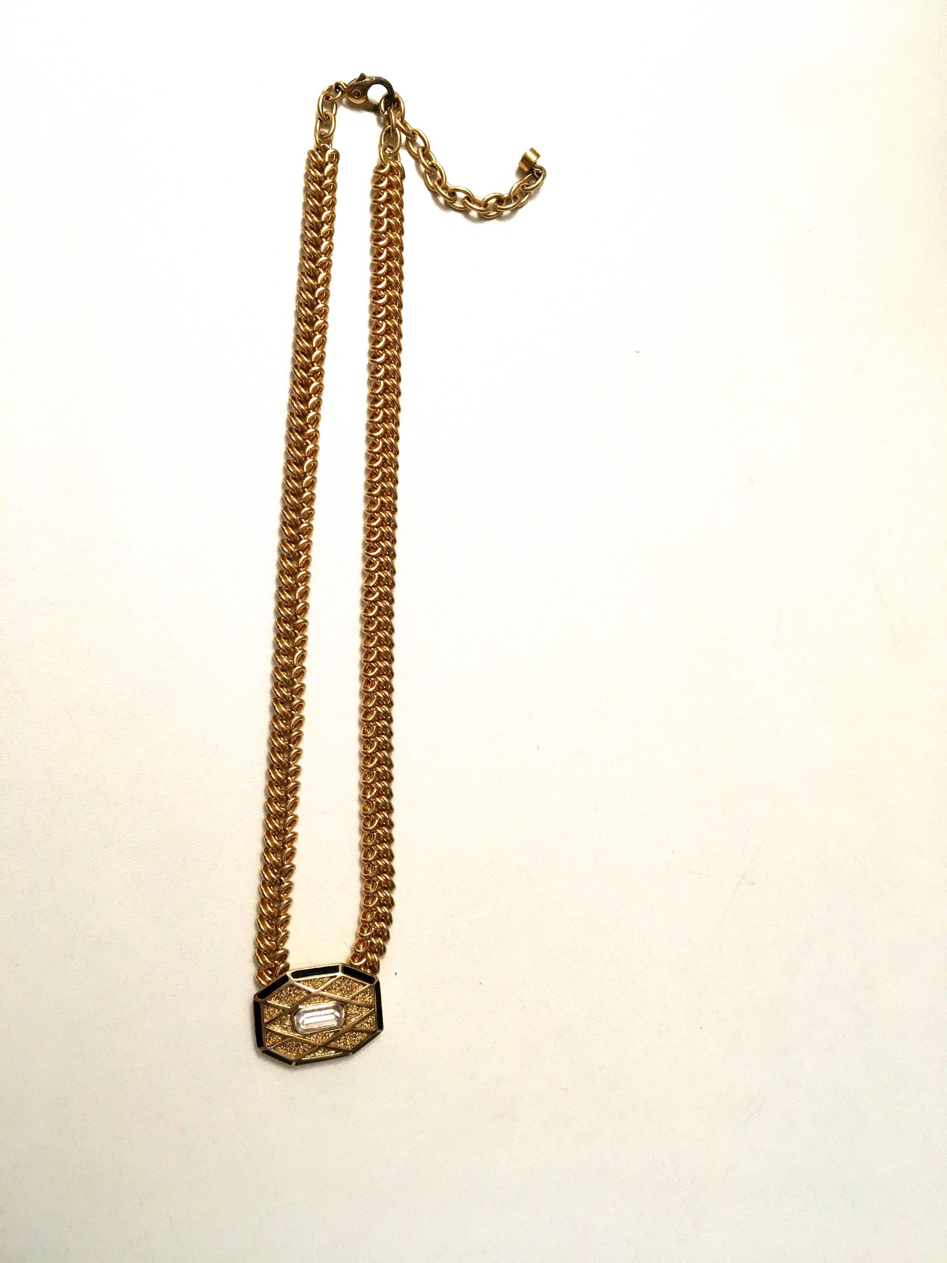 Balenciaga Necklace -Gold Tone Metal w/ Pendant - 1980s For Sale 2