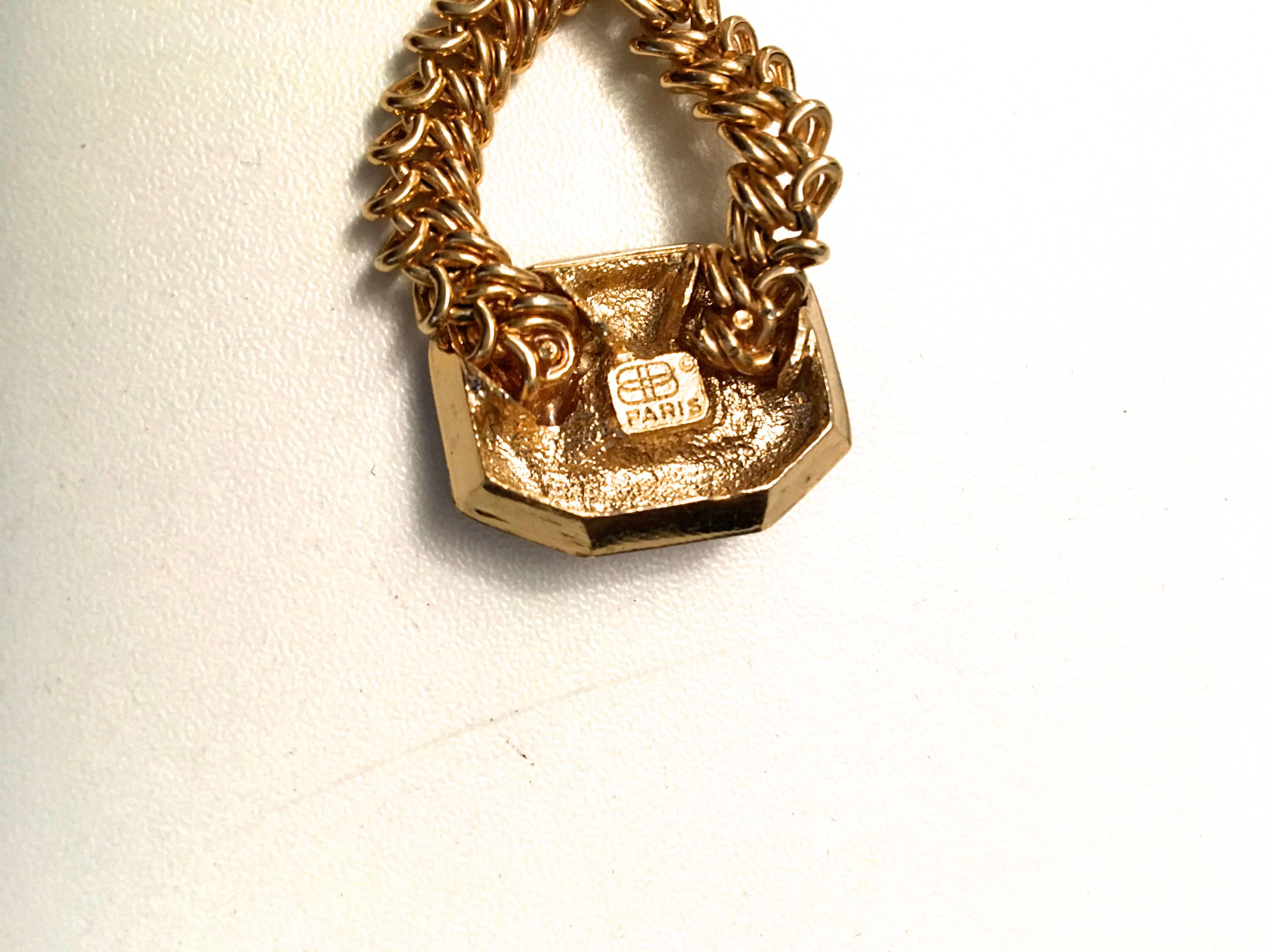 Balenciaga Necklace -Gold Tone Metal w/ Pendant - 1980s For Sale 1