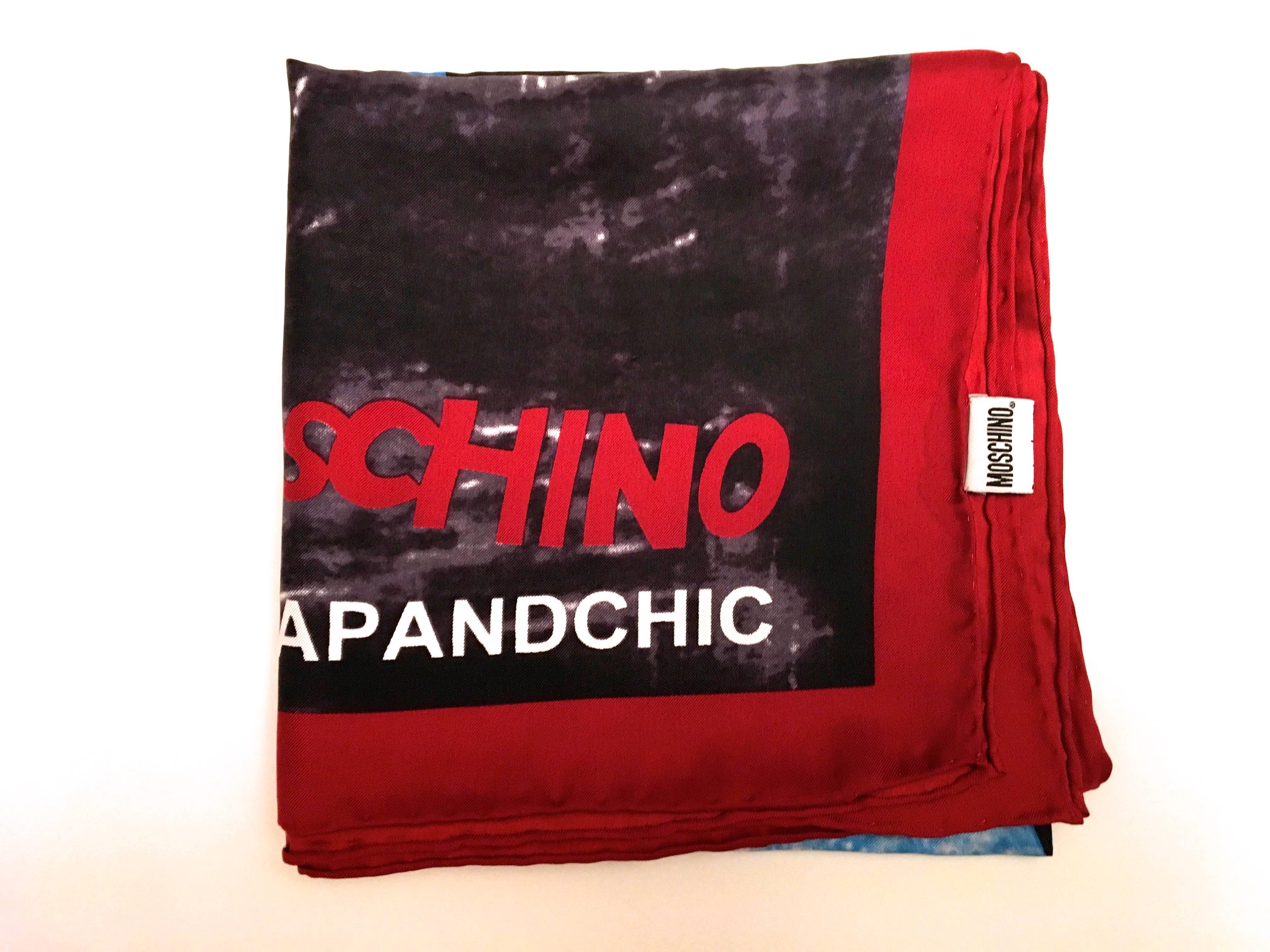 Black Moschino Scarf - 100% Silk - New For Sale